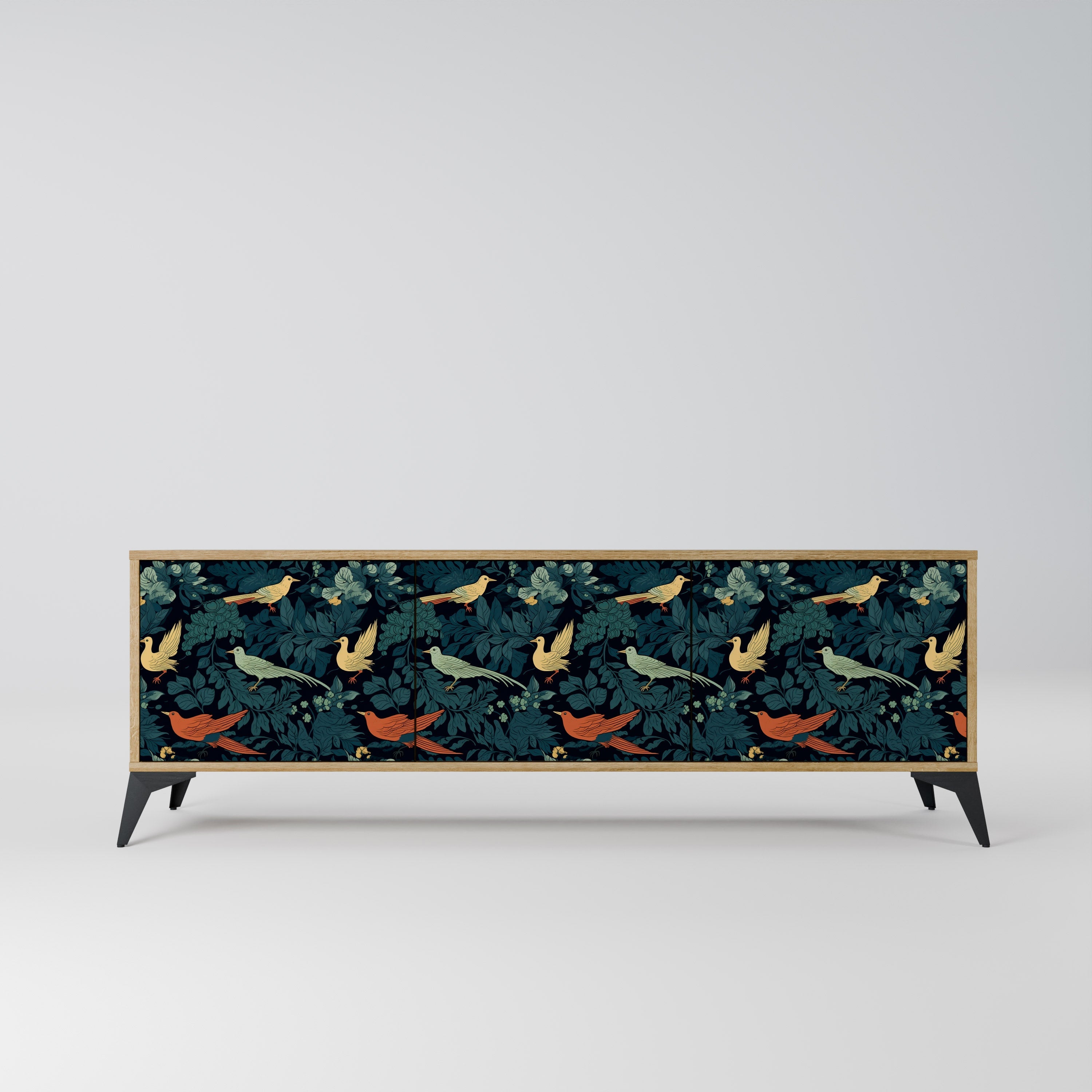 FOWL ORNAMENT Móvel de TV com 3 Portas em Efeito Carvalho