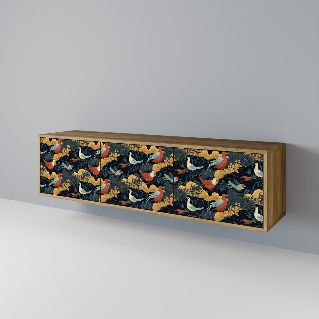 FOWLY DAZE Móvel de TV com 3 Portas em Efeito Carvalho