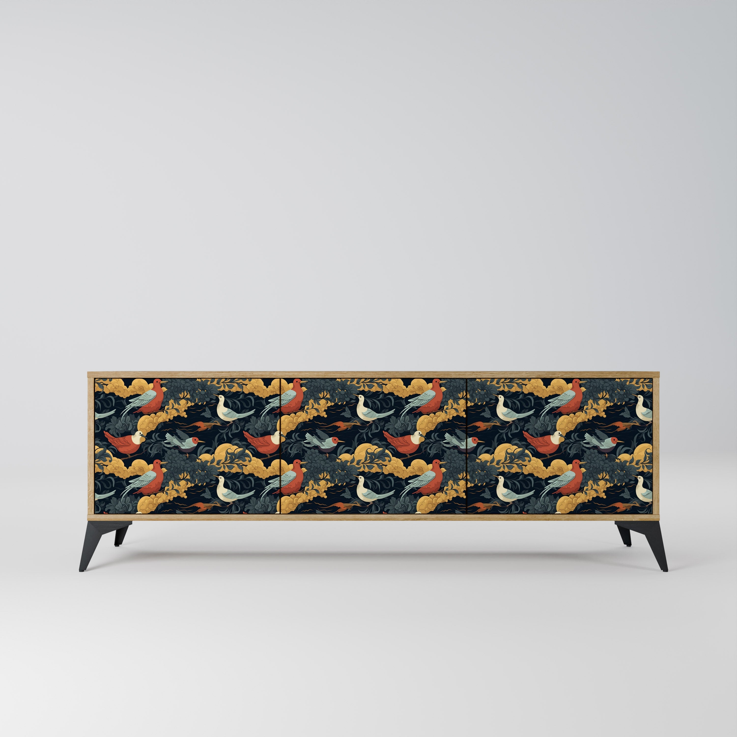 FOWLY DAZE Móvel de TV com 3 Portas em Efeito Carvalho