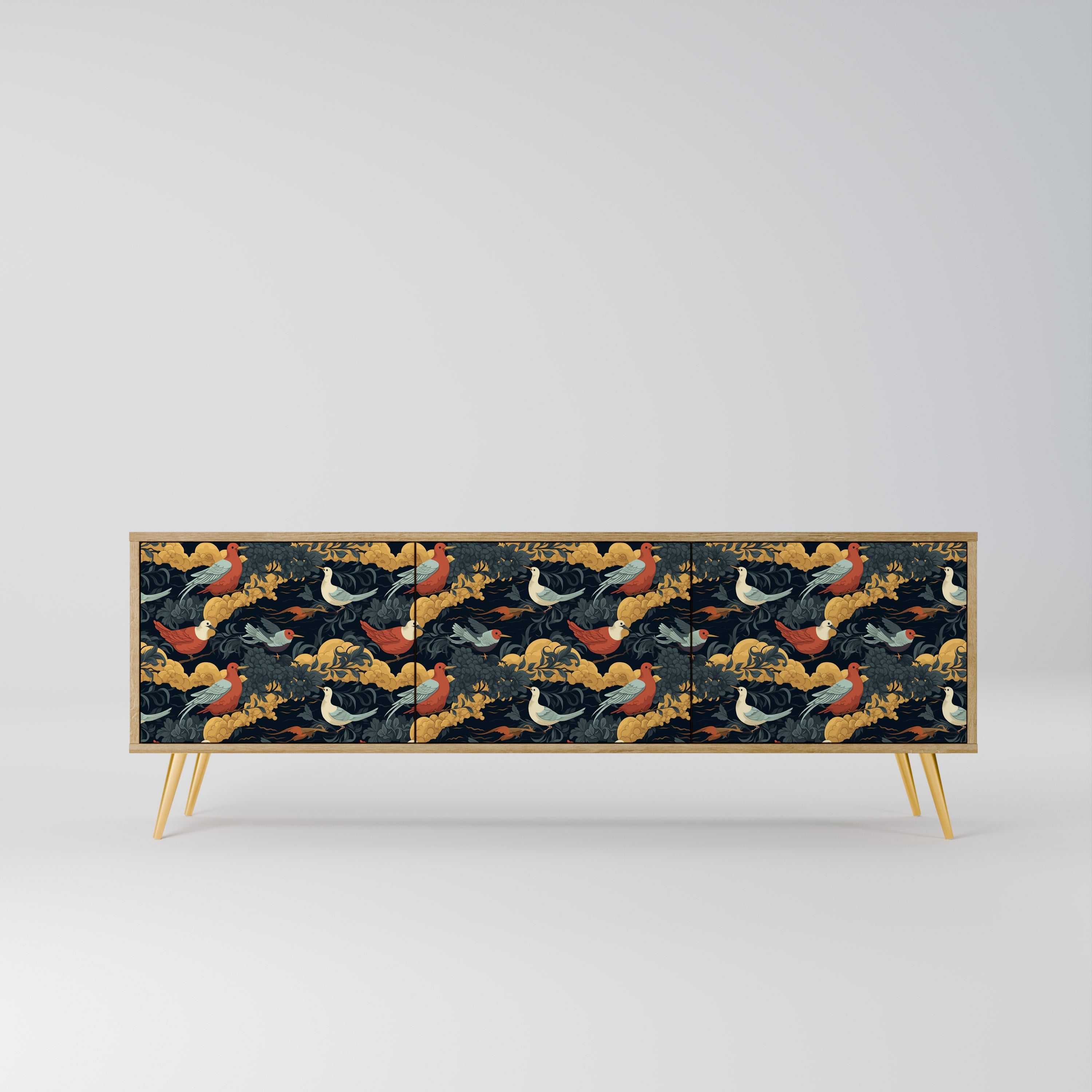 FOWLY DAZE Móvel de TV com 3 Portas em Efeito Carvalho