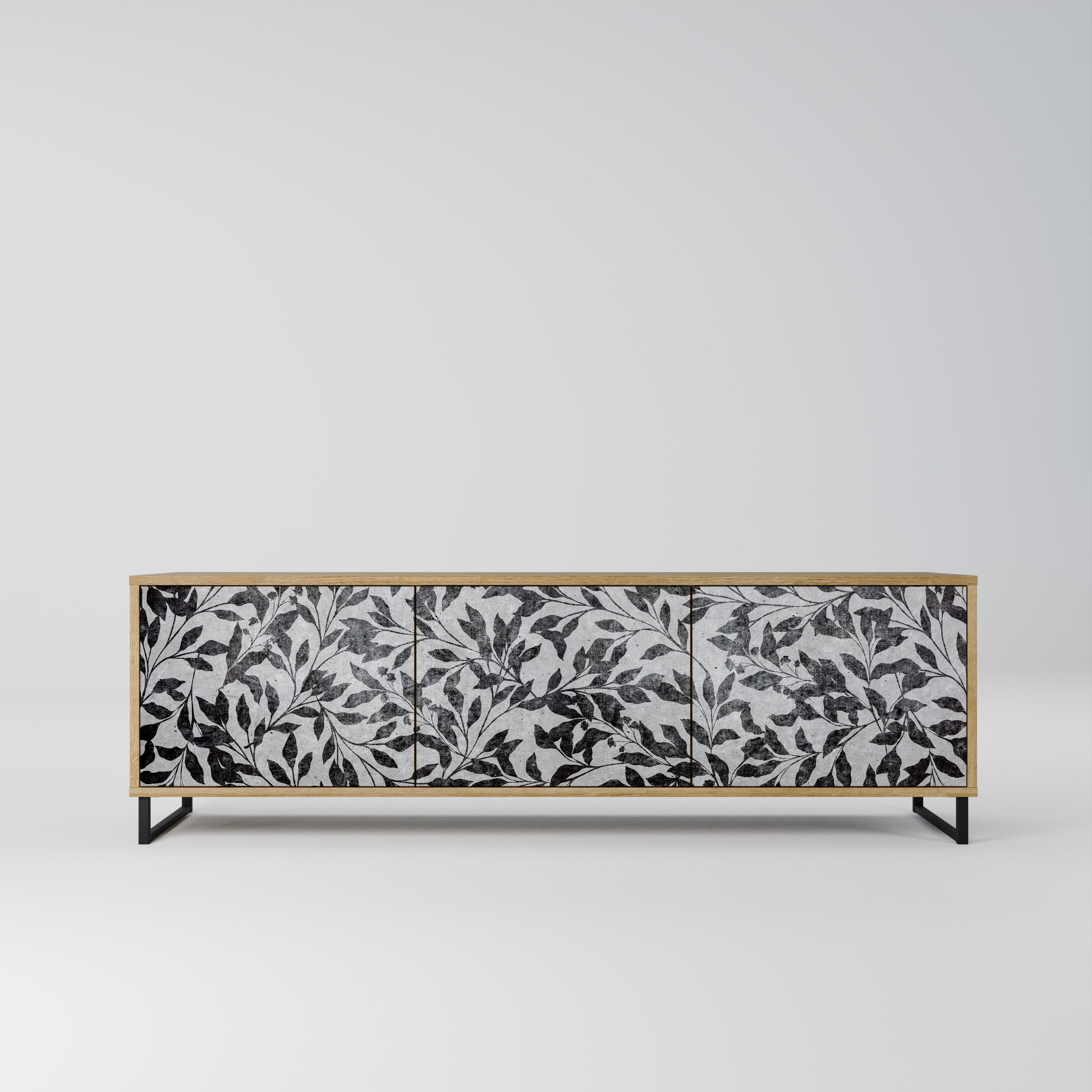 CHARCOAL SPROUT Móvel de TV com 3 Portas em Efeito Carvalho