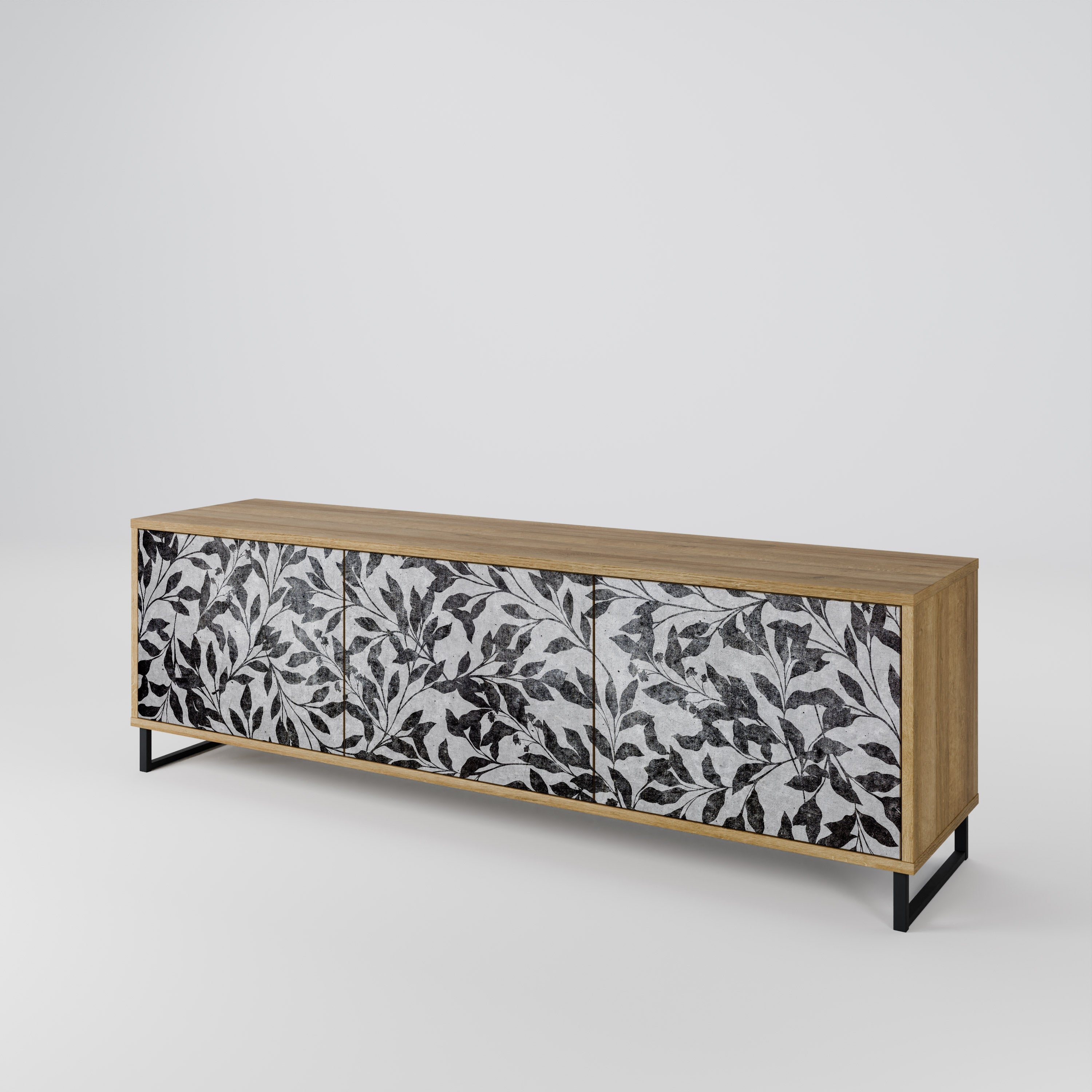 CHARCOAL SPROUT Móvel de TV com 3 Portas em Efeito Carvalho