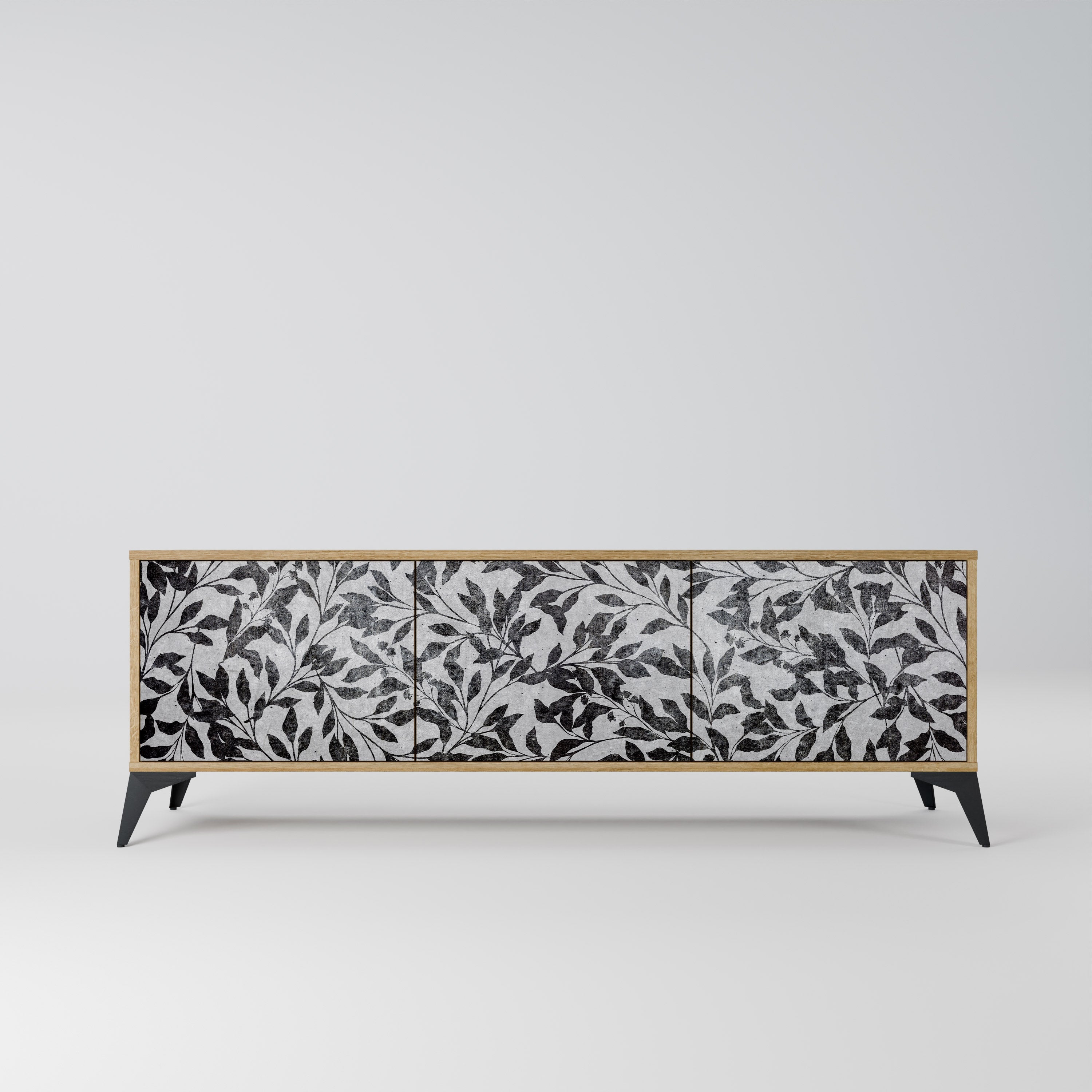 CHARCOAL SPROUT Móvel de TV com 3 Portas em Efeito Carvalho