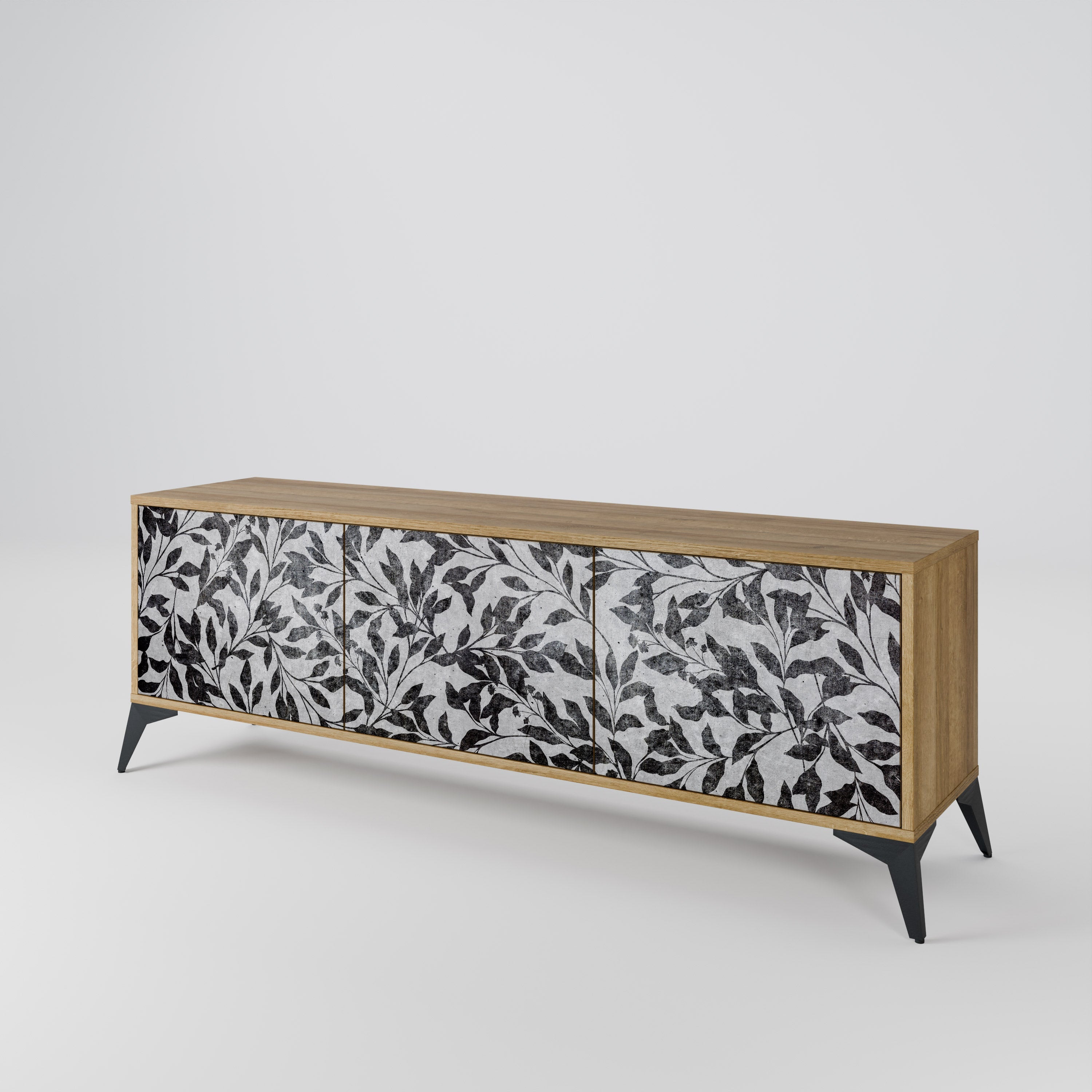 CHARCOAL SPROUT Móvel de TV com 3 Portas em Efeito Carvalho