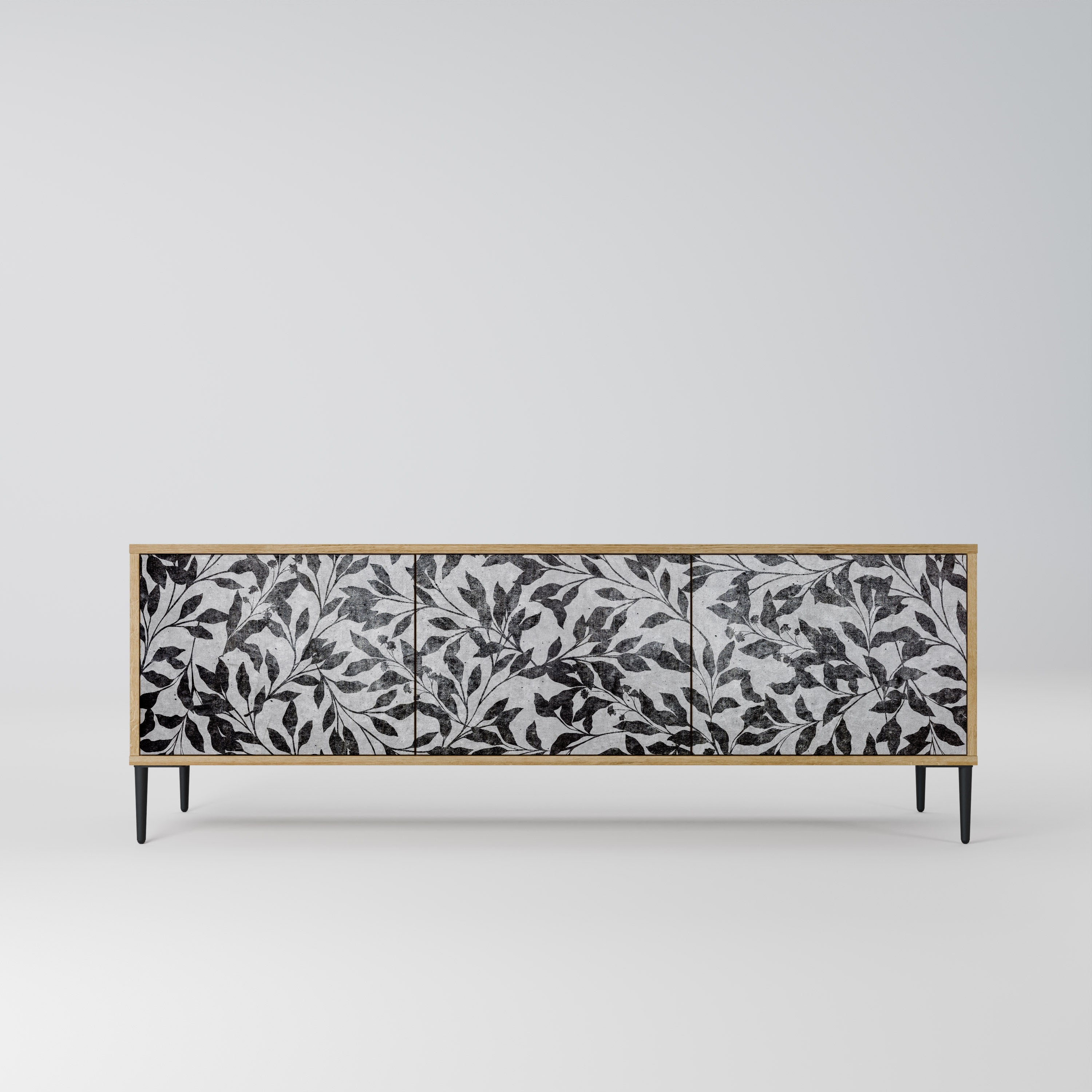 CHARCOAL SPROUT Móvel de TV com 3 Portas em Efeito Carvalho