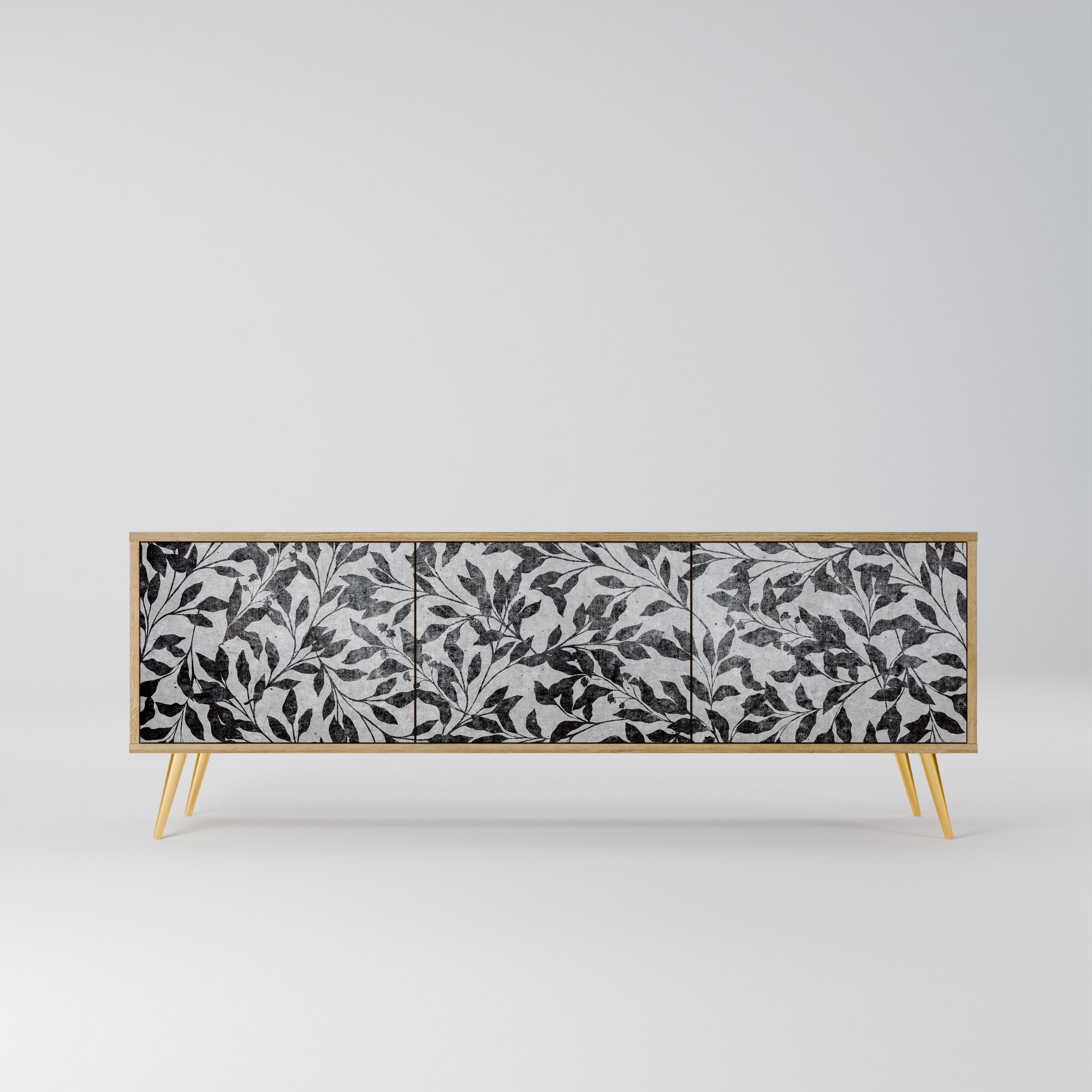 CHARCOAL SPROUT Móvel de TV com 3 Portas em Efeito Carvalho