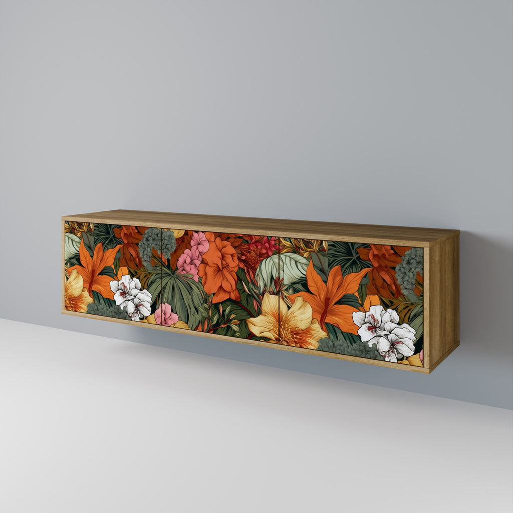 RADIANT FLORA 3-Door TV Stand in Oak Effect