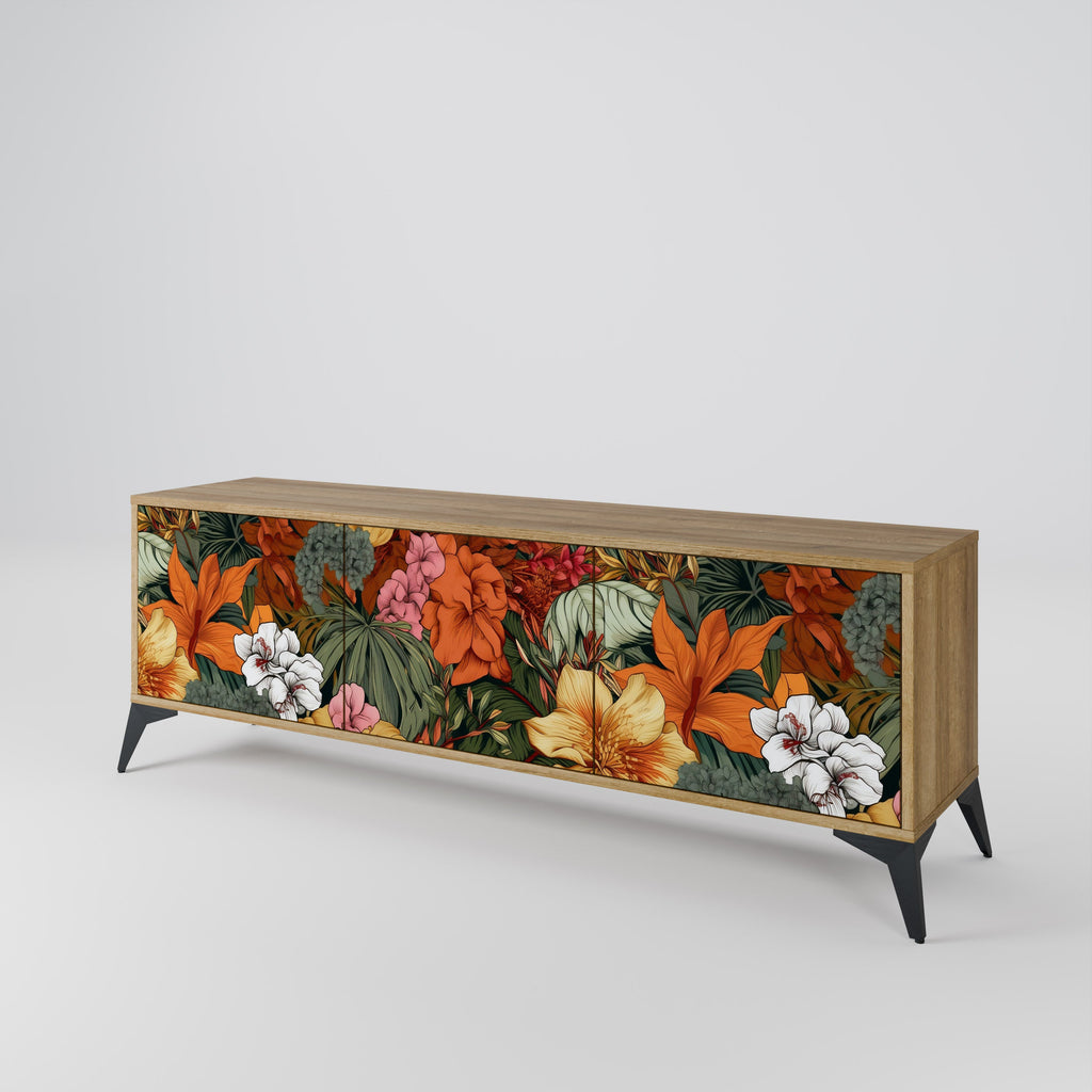 RADIANT FLORA 3-Door TV Stand in Oak Effect