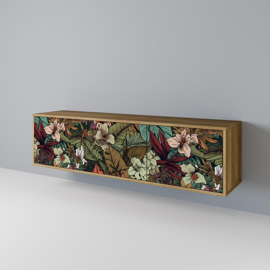 BOTANICAL EMERGENCE Móvel de TV com 3 Portas em Efeito Carvalho