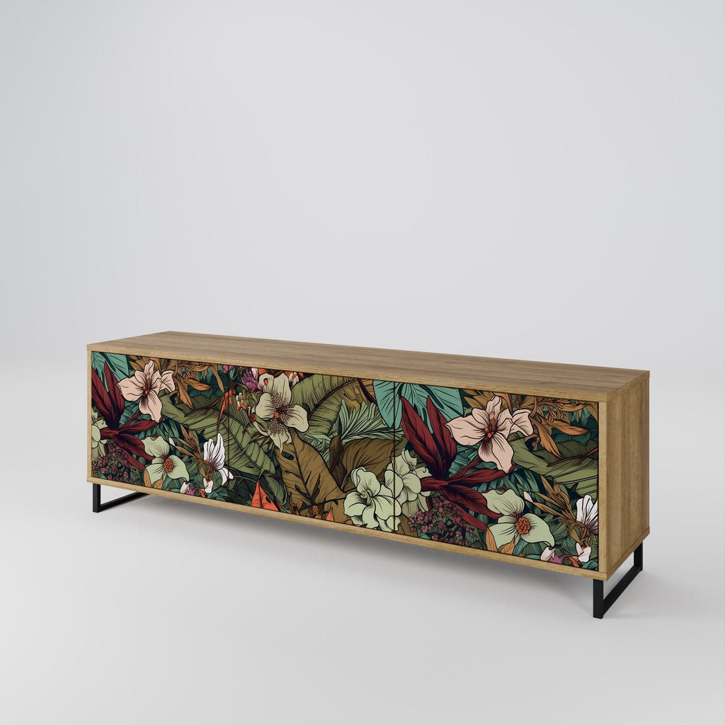 BOTANICAL EMERGENCE Móvel de TV com 3 Portas em Efeito Carvalho