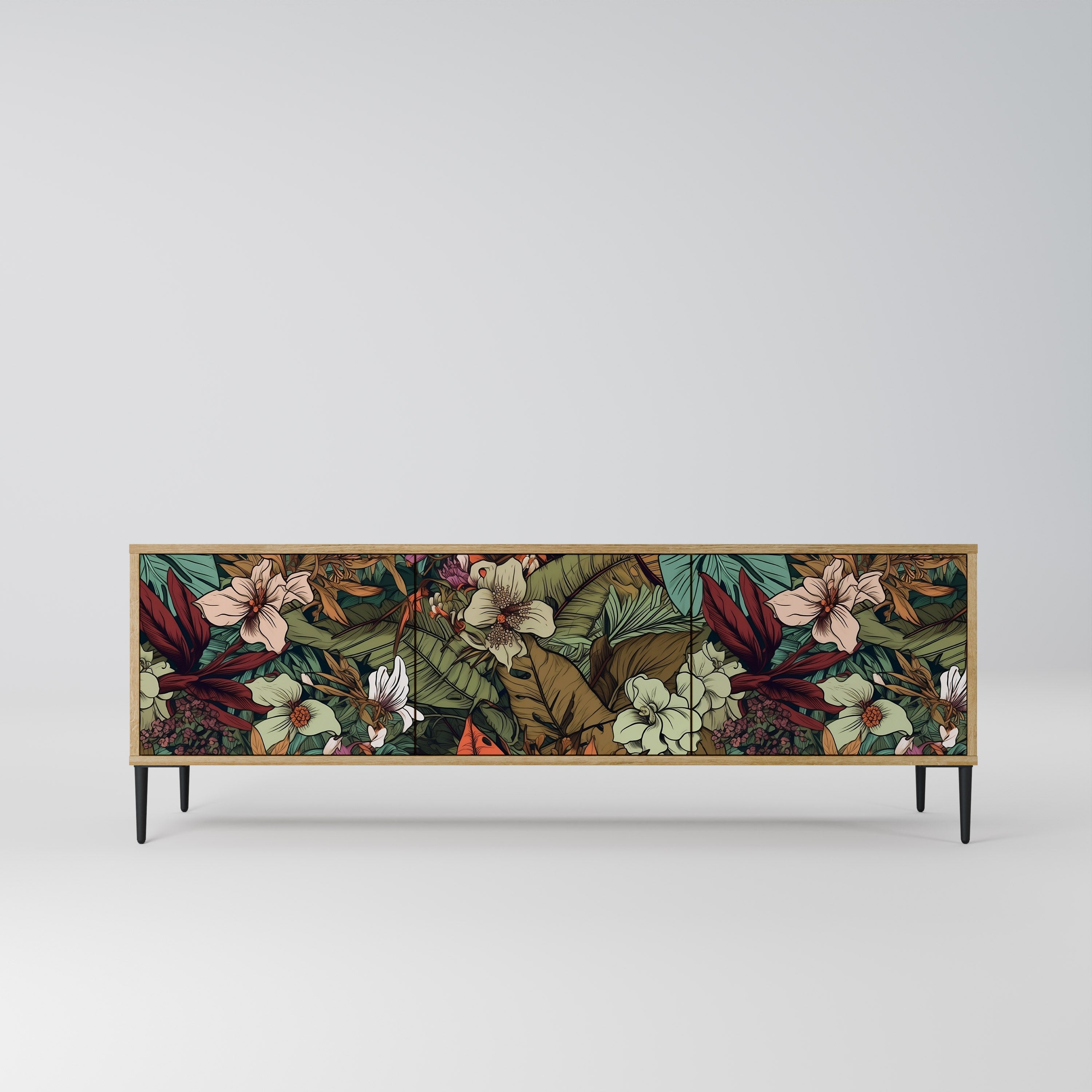 BOTANICAL EMERGENCE Móvel de TV com 3 Portas em Efeito Carvalho