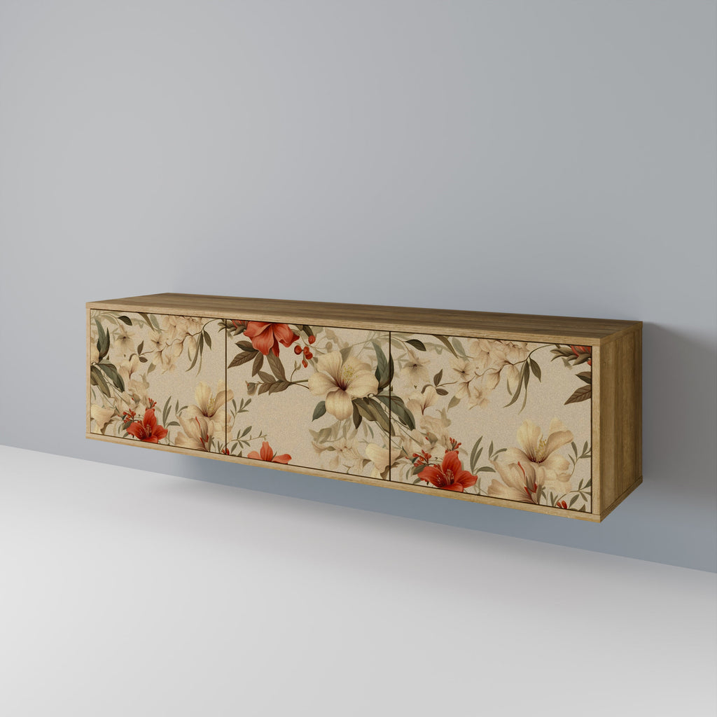 BLOOMING HARMONY Móvel de TV com 3 Portas em Efeito Carvalho