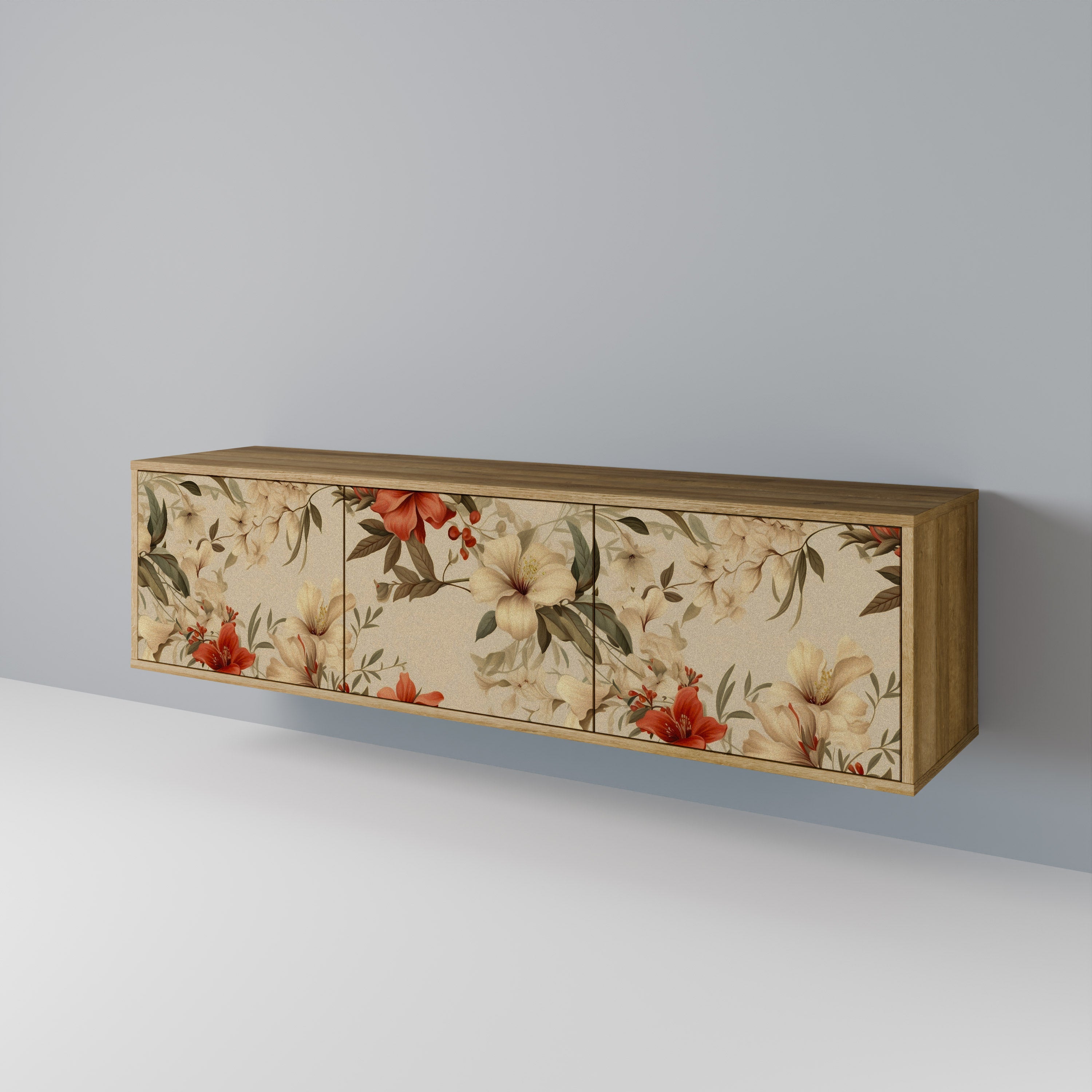 BLOOMING HARMONY Móvel de TV com 3 Portas em Efeito Carvalho