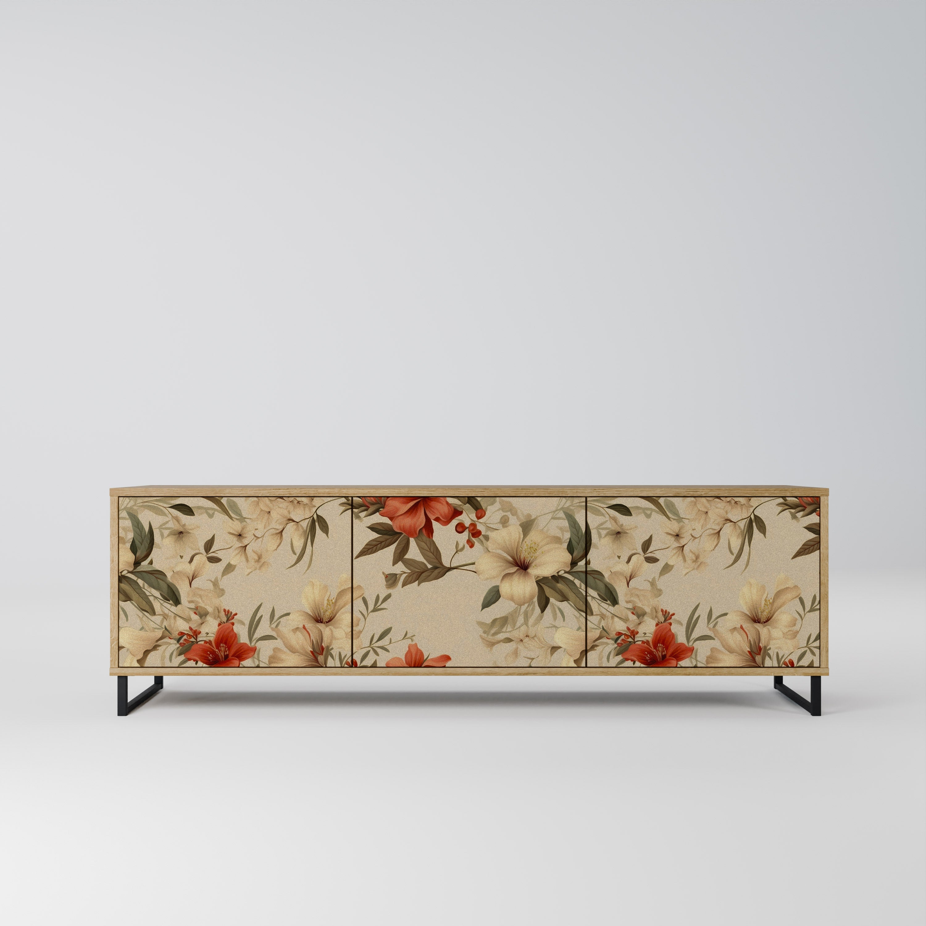 BLOOMING HARMONY Móvel de TV com 3 Portas em Efeito Carvalho