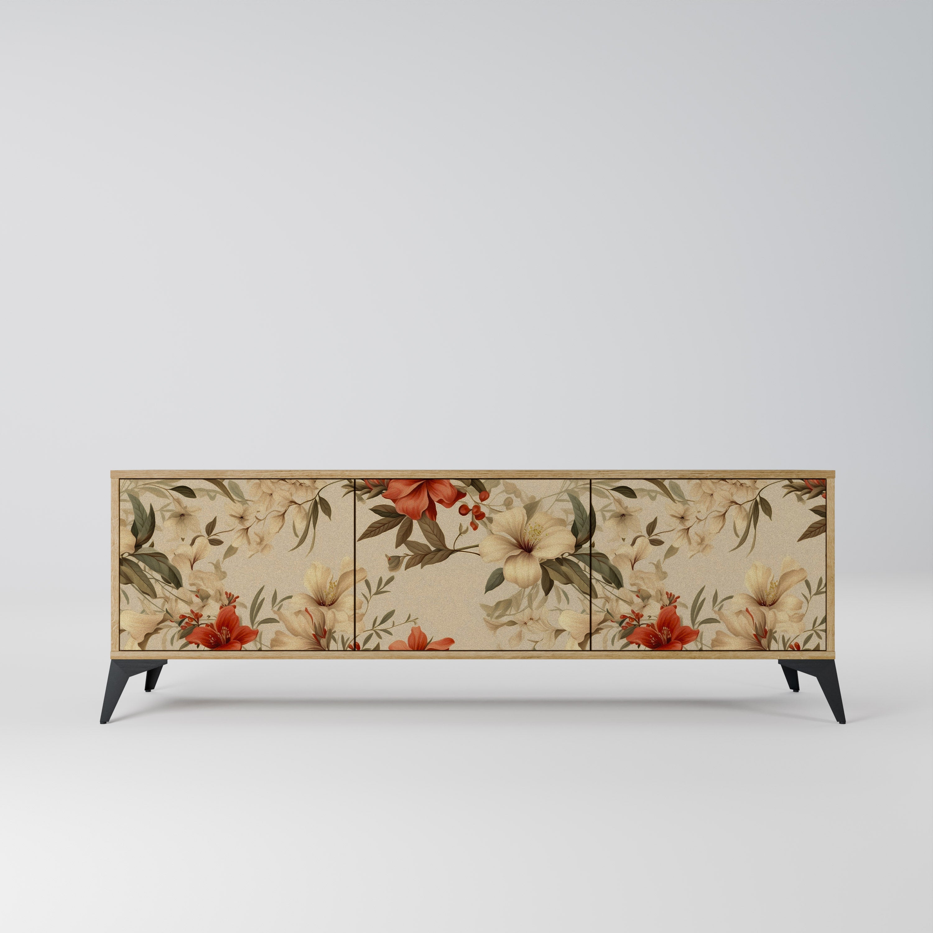 BLOOMING HARMONY Móvel de TV com 3 Portas em Efeito Carvalho