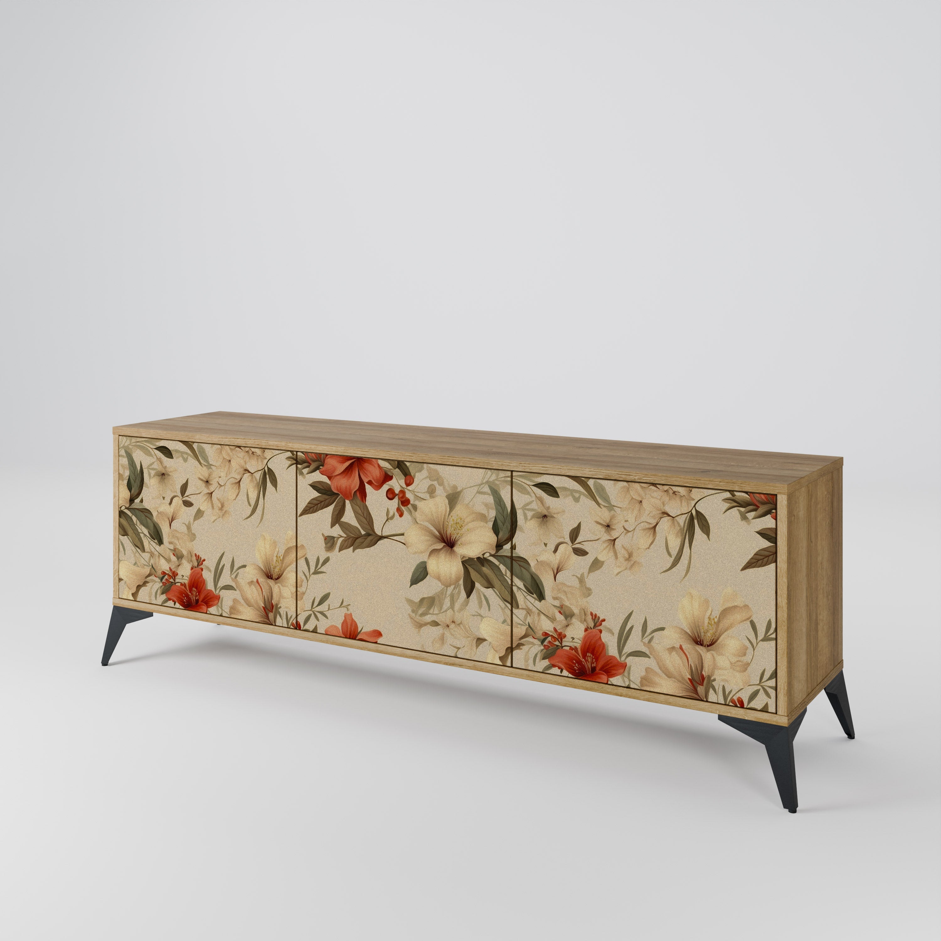 BLOOMING HARMONY Móvel de TV com 3 Portas em Efeito Carvalho