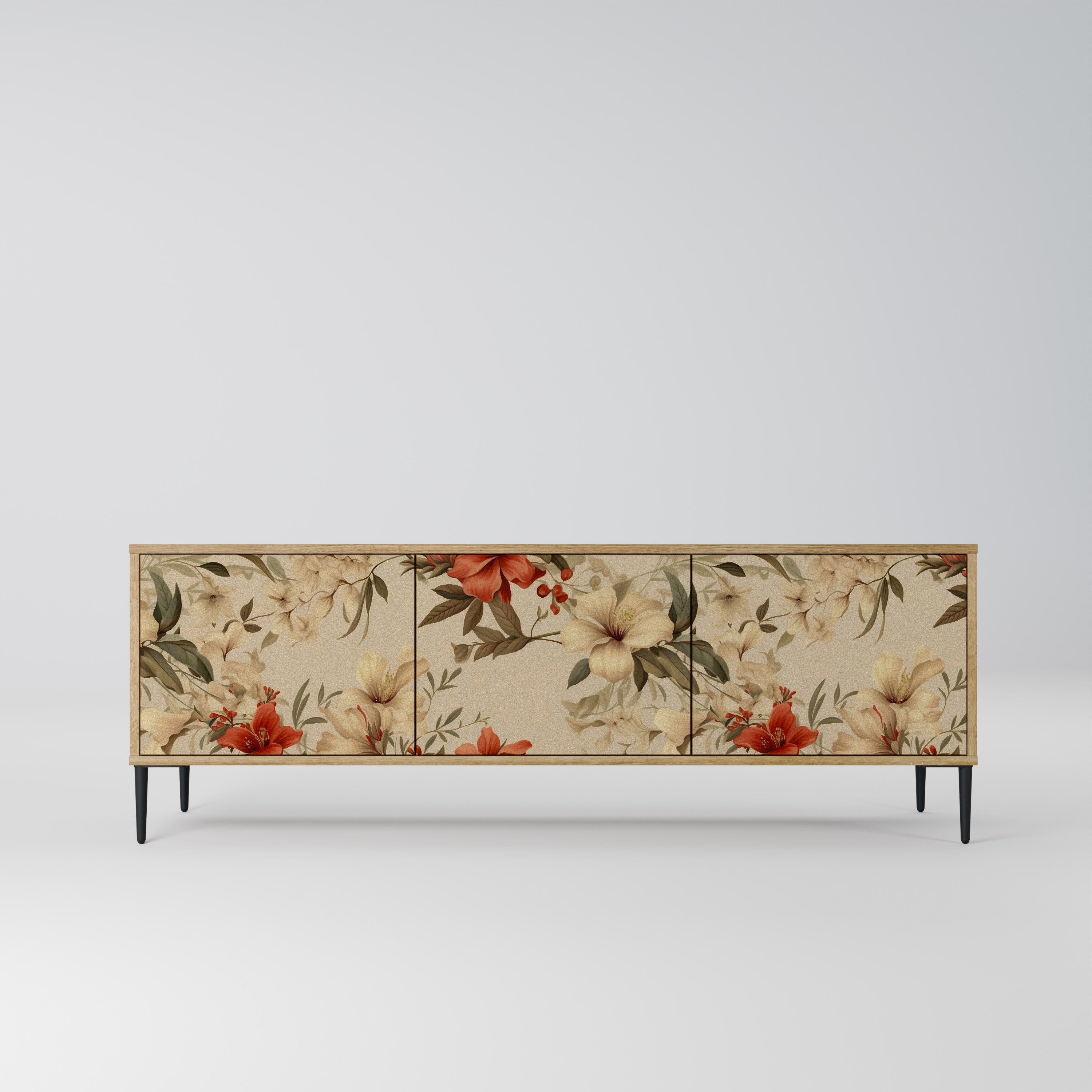 BLOOMING HARMONY Móvel de TV com 3 Portas em Efeito Carvalho