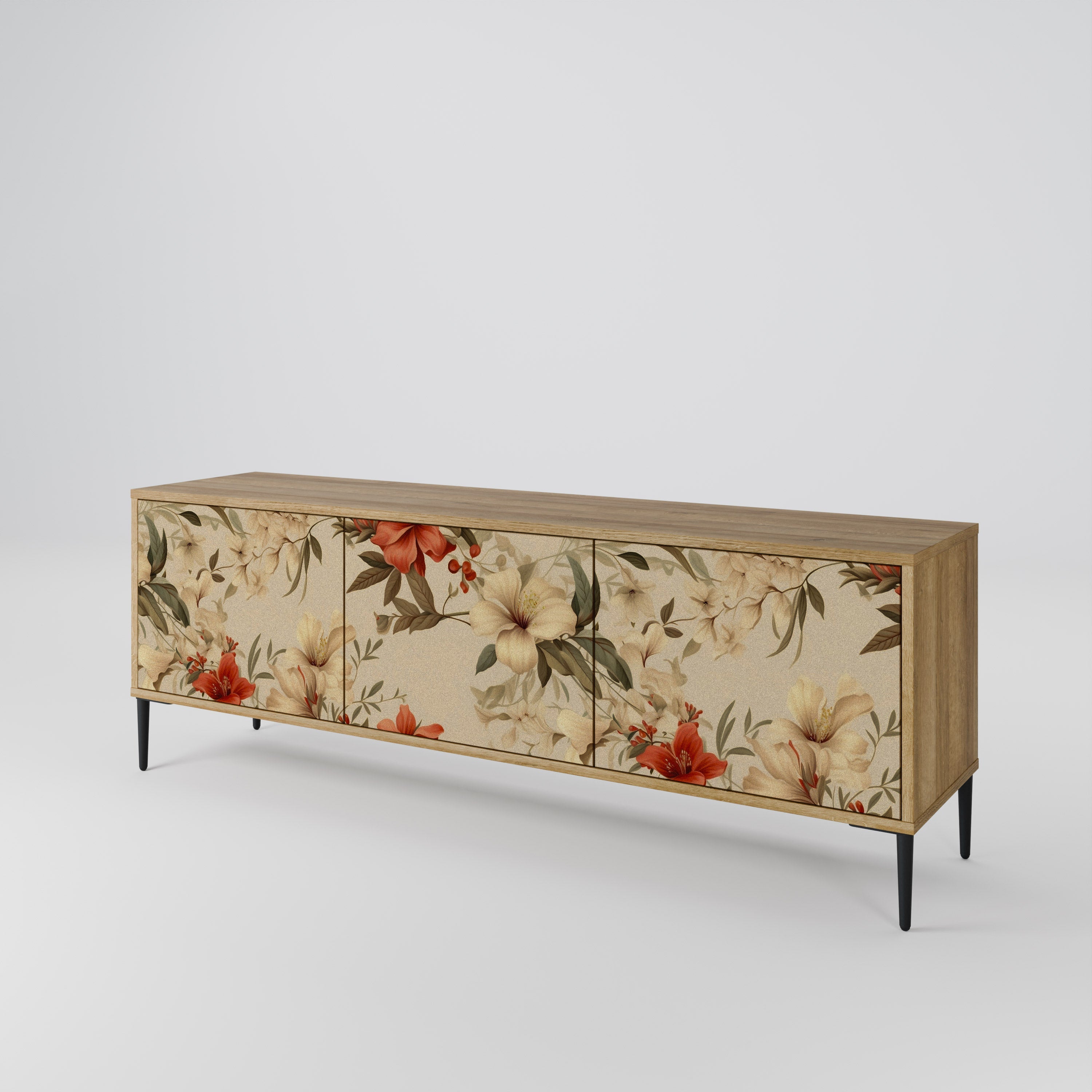 BLOOMING HARMONY Móvel de TV com 3 Portas em Efeito Carvalho