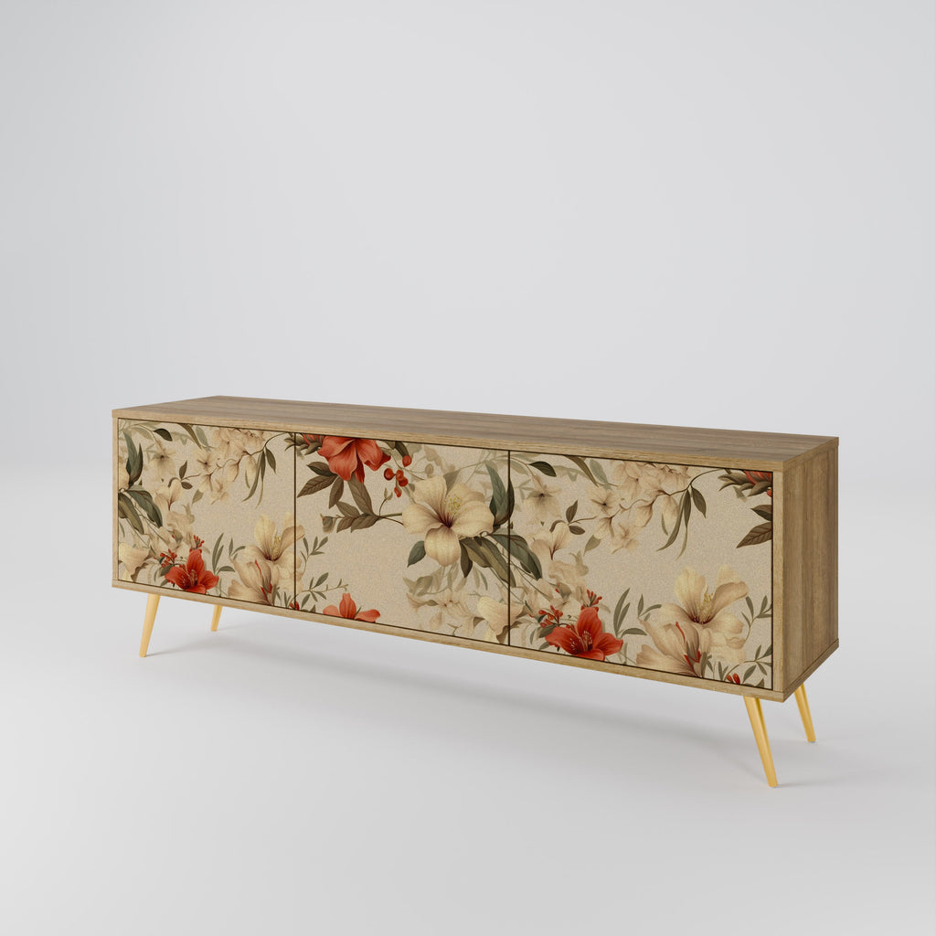 BLOOMING HARMONY Móvel de TV com 3 Portas em Efeito Carvalho