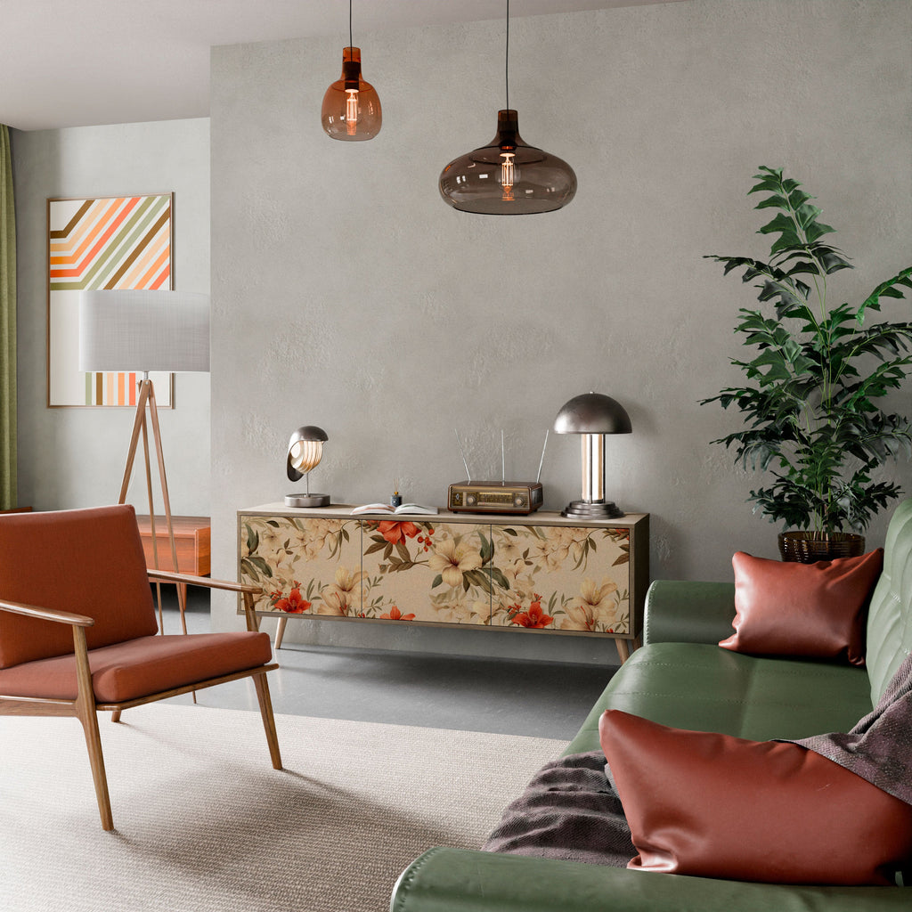 BLOOMING HARMONY Móvel de TV com 3 Portas em Efeito Carvalho