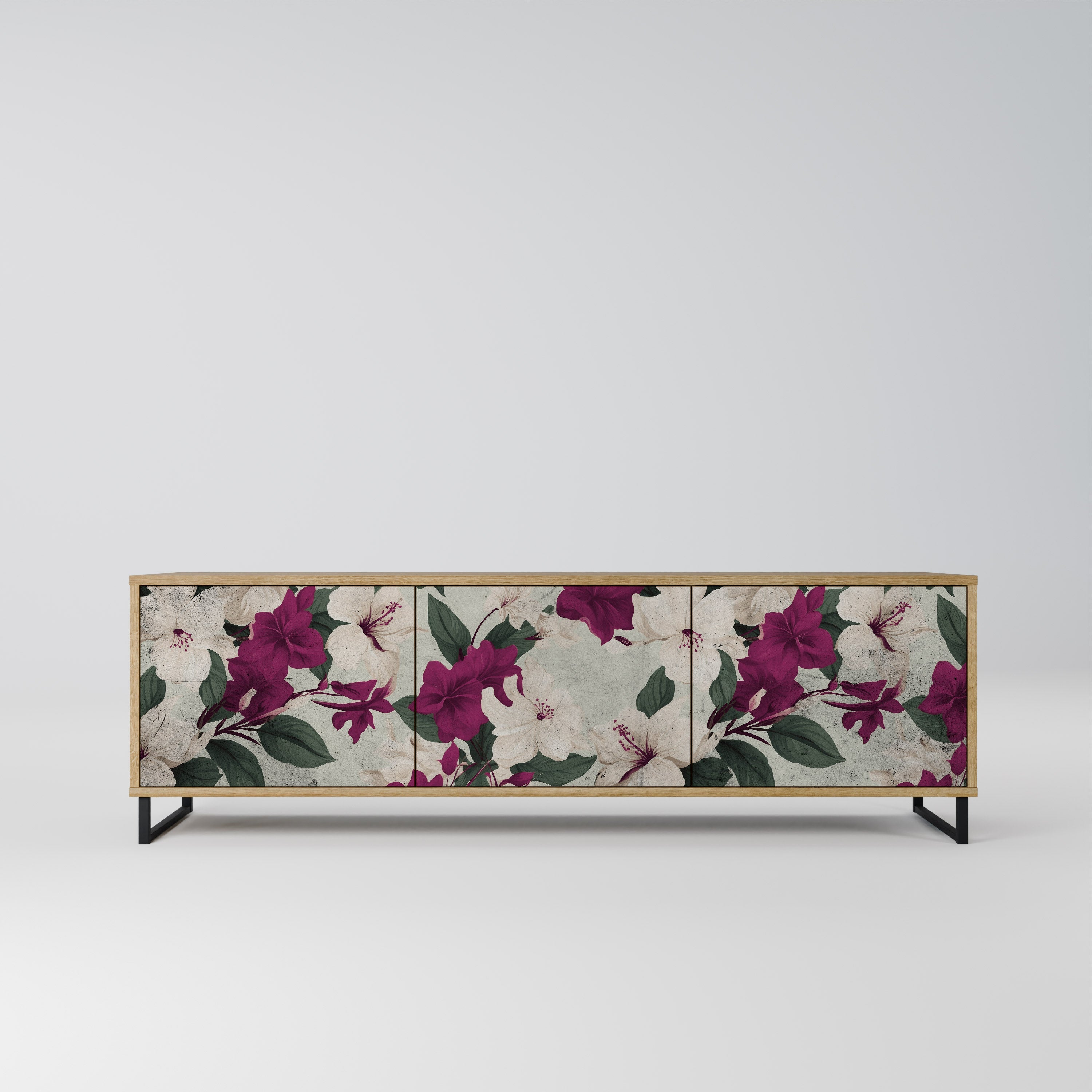 FLOWERET DREAM Móvel de TV com 3 Portas em Efeito Carvalho