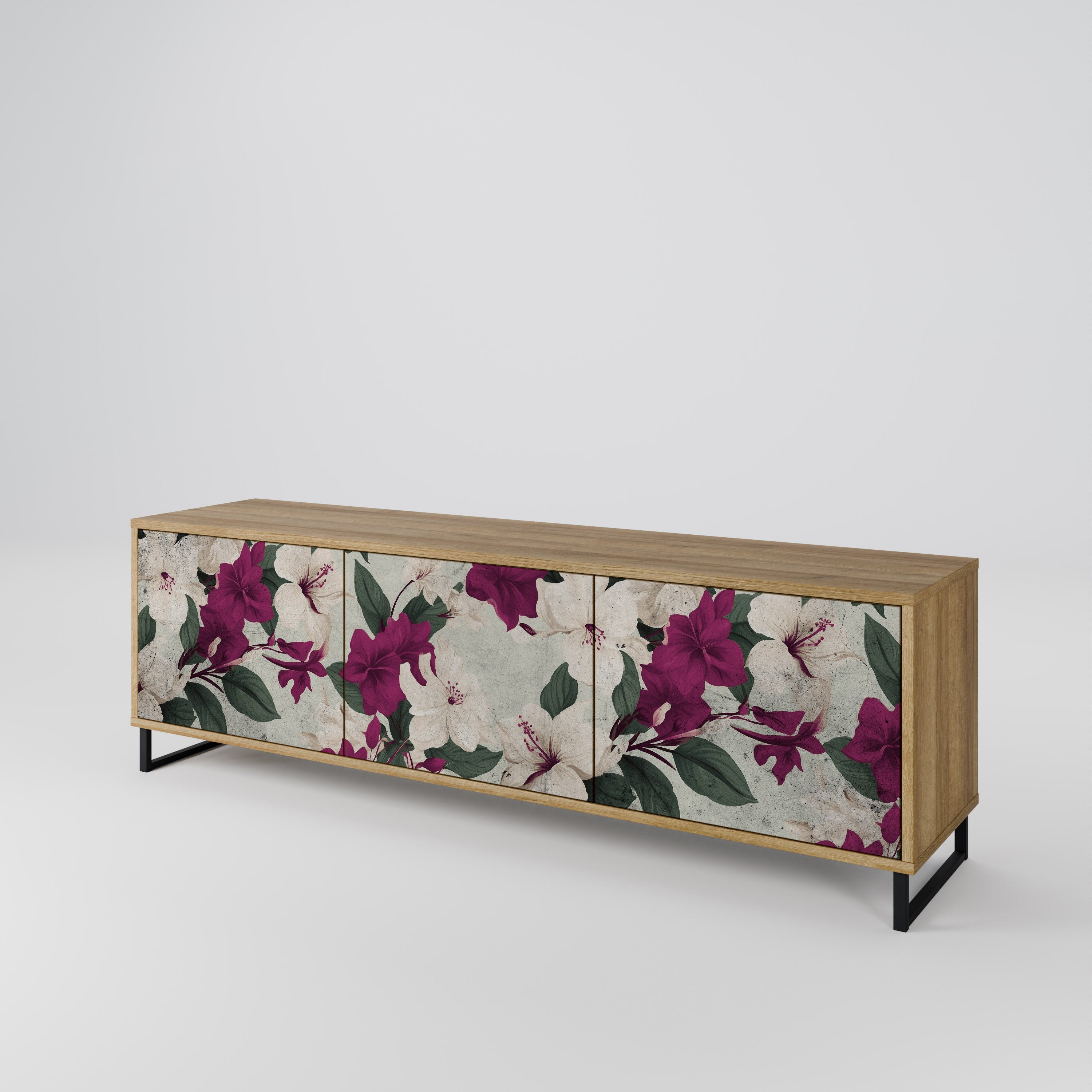 FLOWERET DREAM Móvel de TV com 3 Portas em Efeito Carvalho