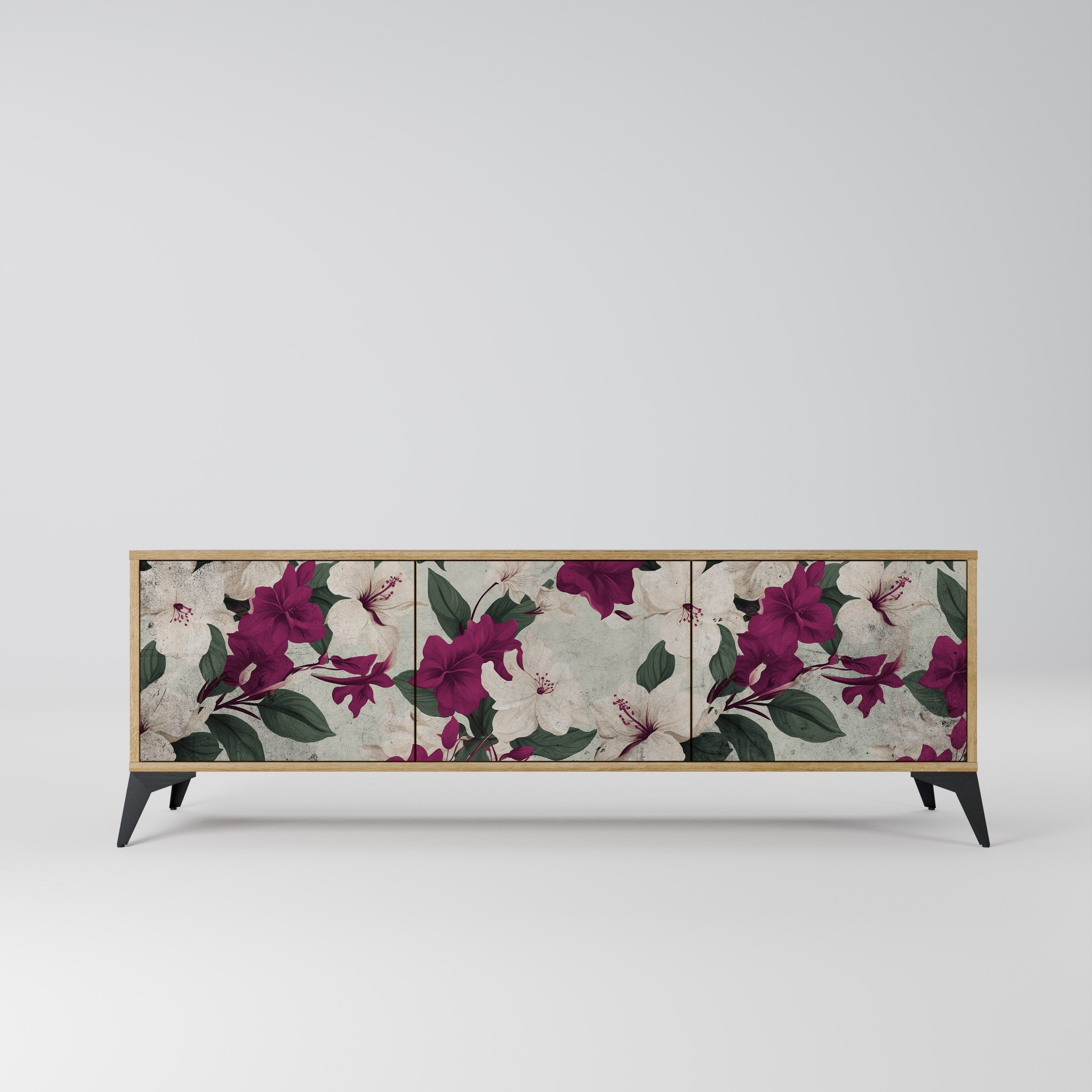 FLOWERET DREAM Móvel de TV com 3 Portas em Efeito Carvalho