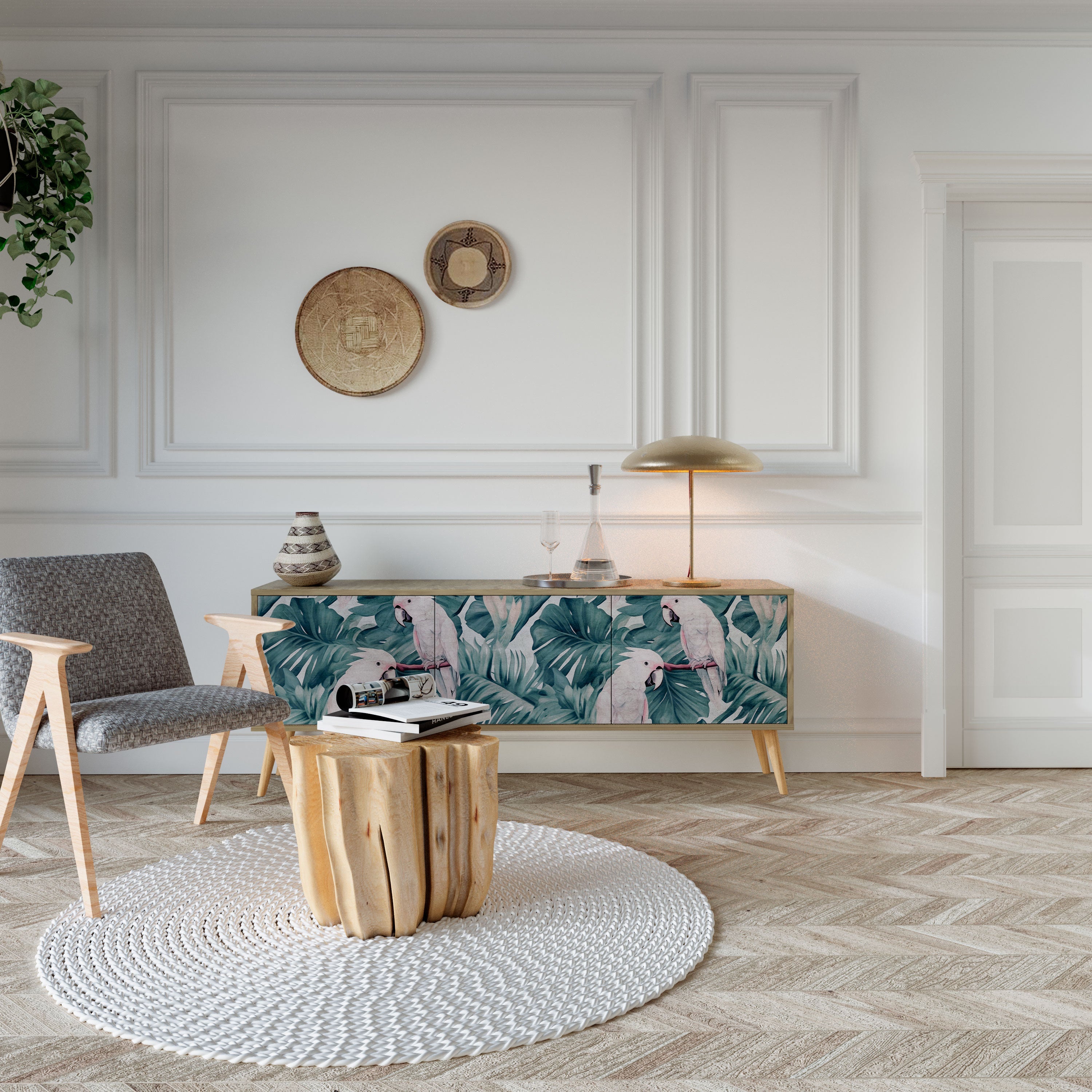 POPINJAY LOOK Móvel de TV com 3 Portas em Efeito Carvalho