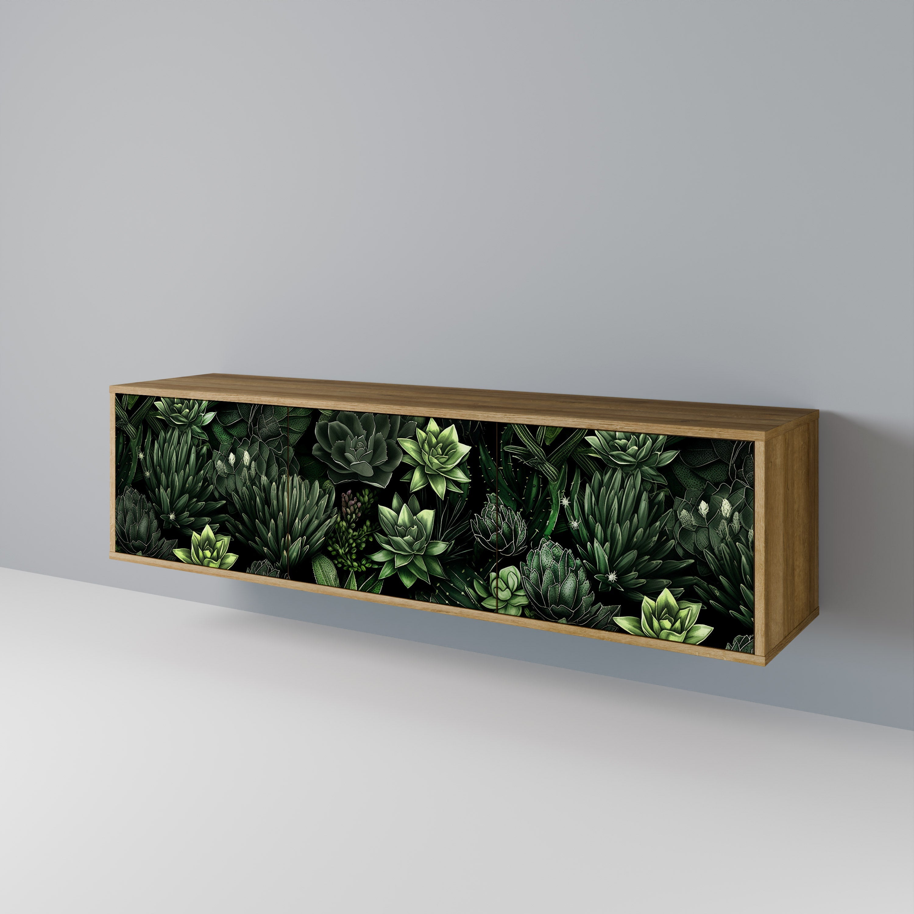 SUCCULENT JUNGLE 3-Door TV Stand in Oak Effect