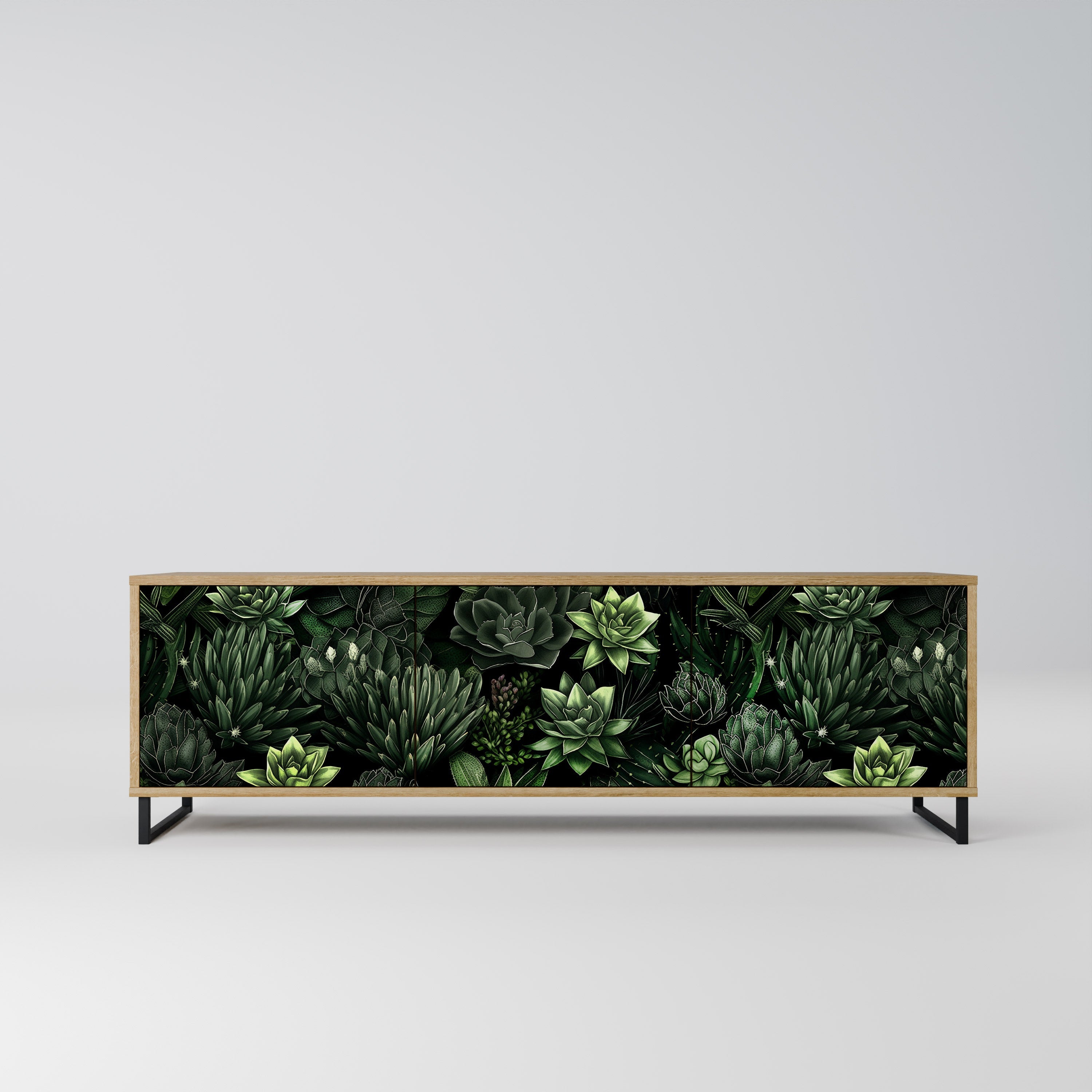 SUCCULENT JUNGLE Móvel de TV com 3 Portas em Efeito Carvalho