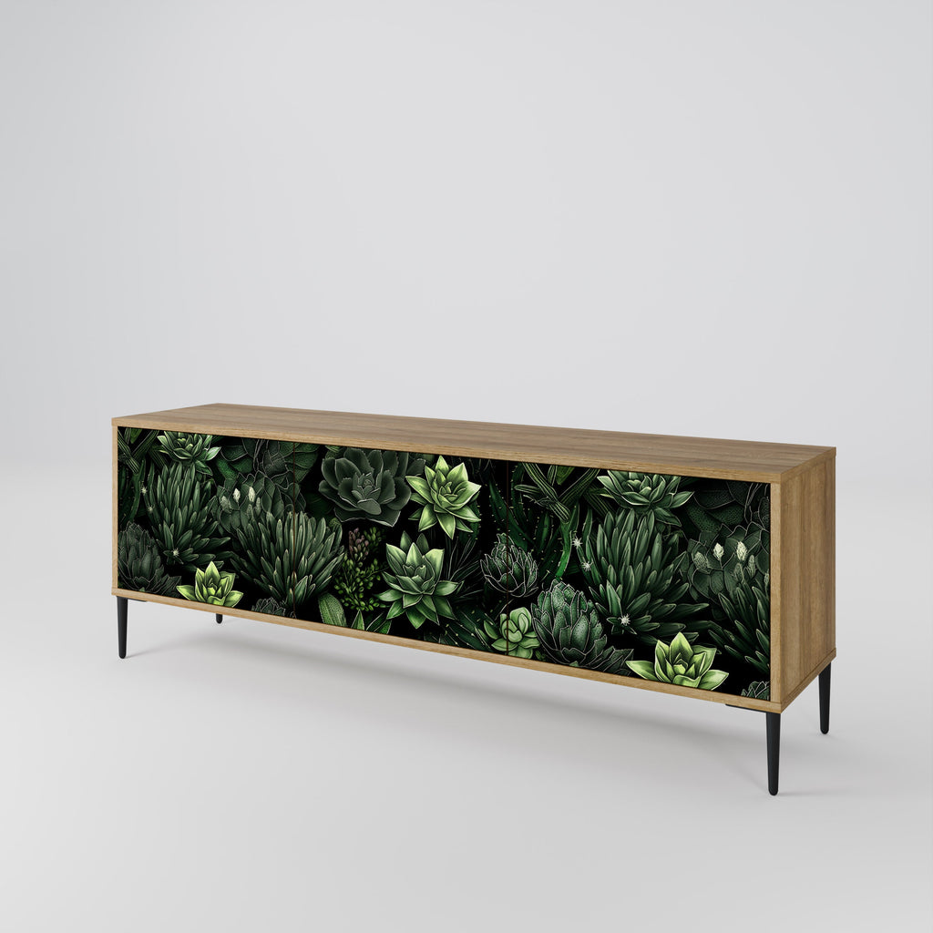 SUCCULENT JUNGLE 3-Door TV Stand in Oak Effect