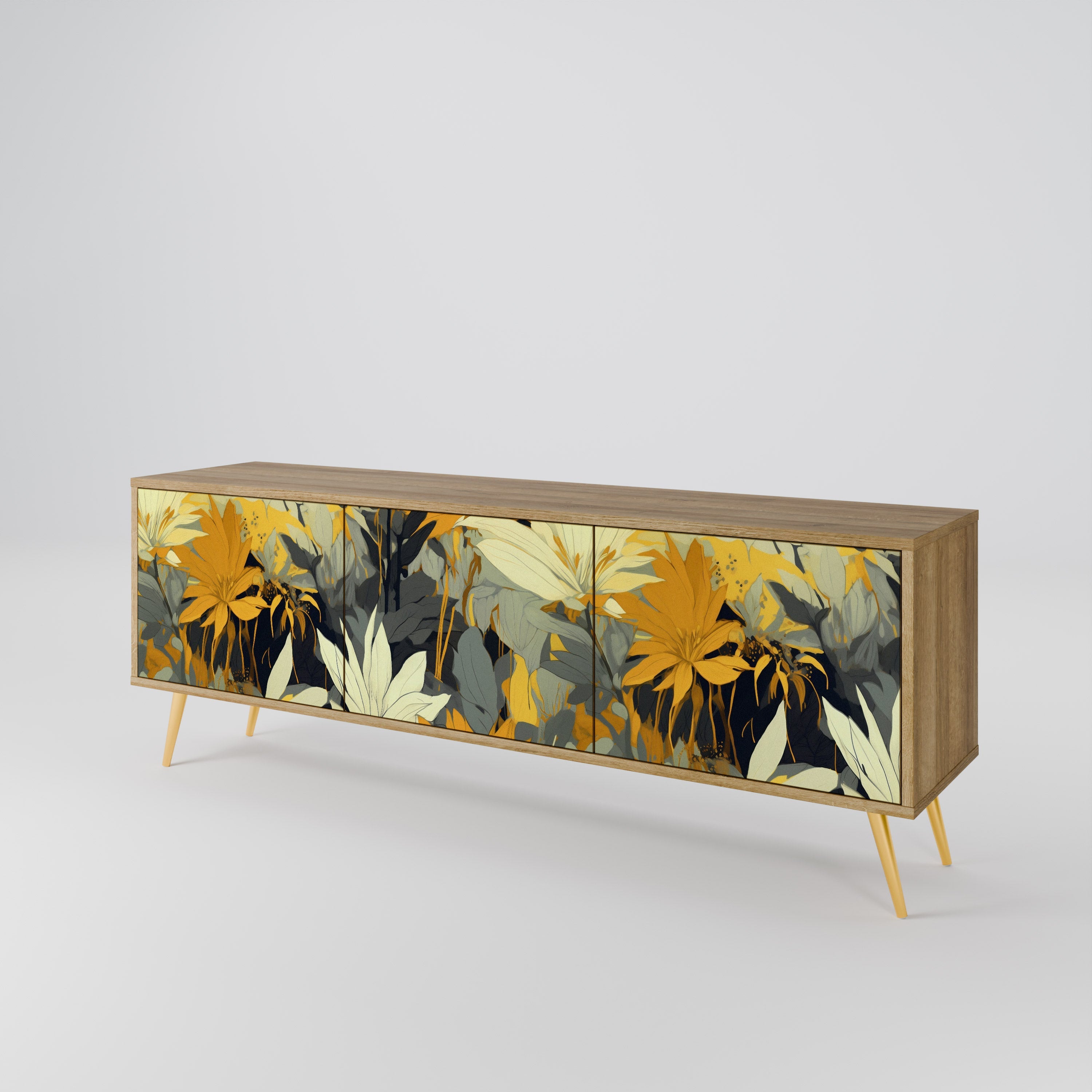 SUNKISSED LILY Móvel de TV com 3 Portas em Efeito Carvalho