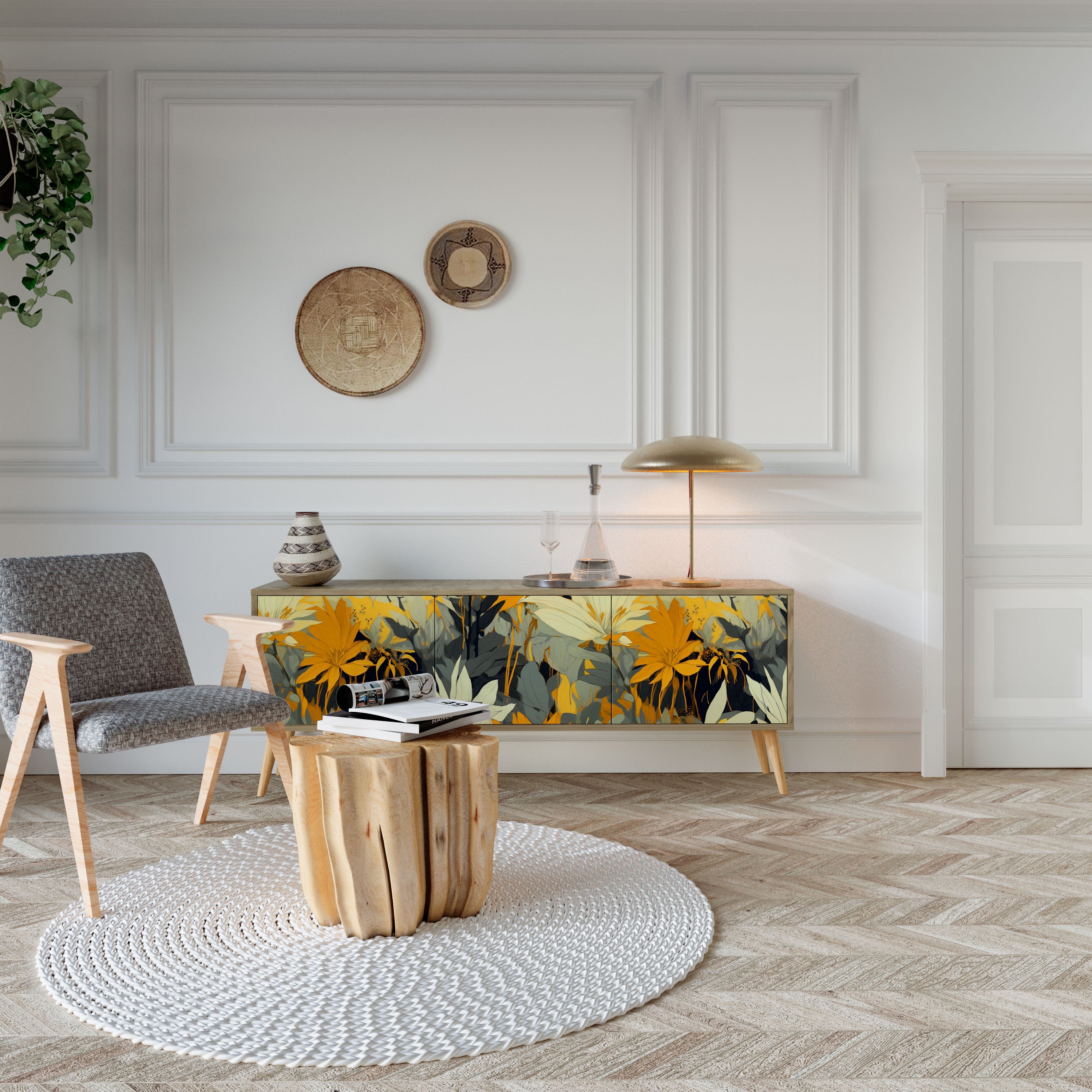 SUNKISSED LILY Móvel de TV com 3 Portas em Efeito Carvalho