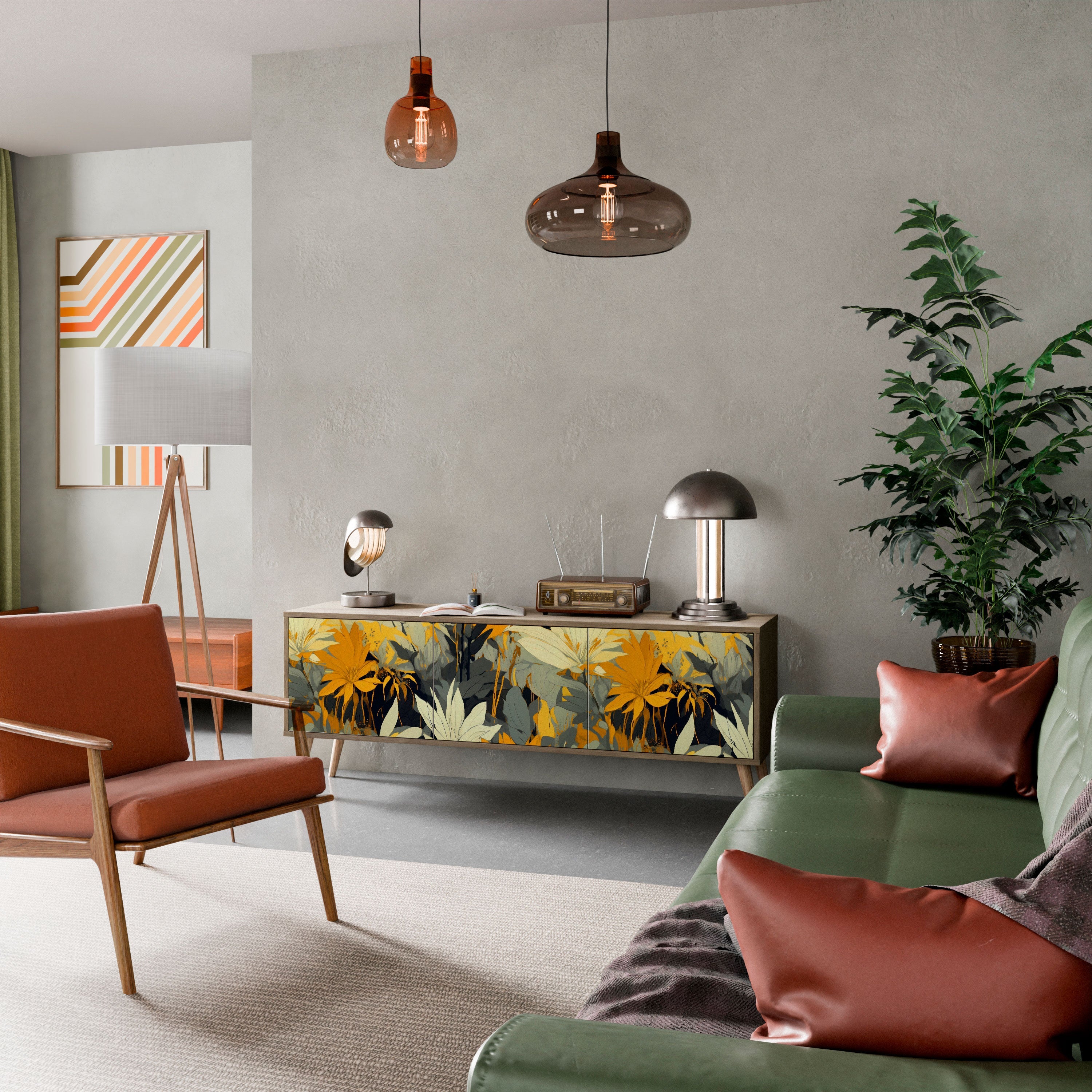 SUNKISSED LILY Móvel de TV com 3 Portas em Efeito Carvalho