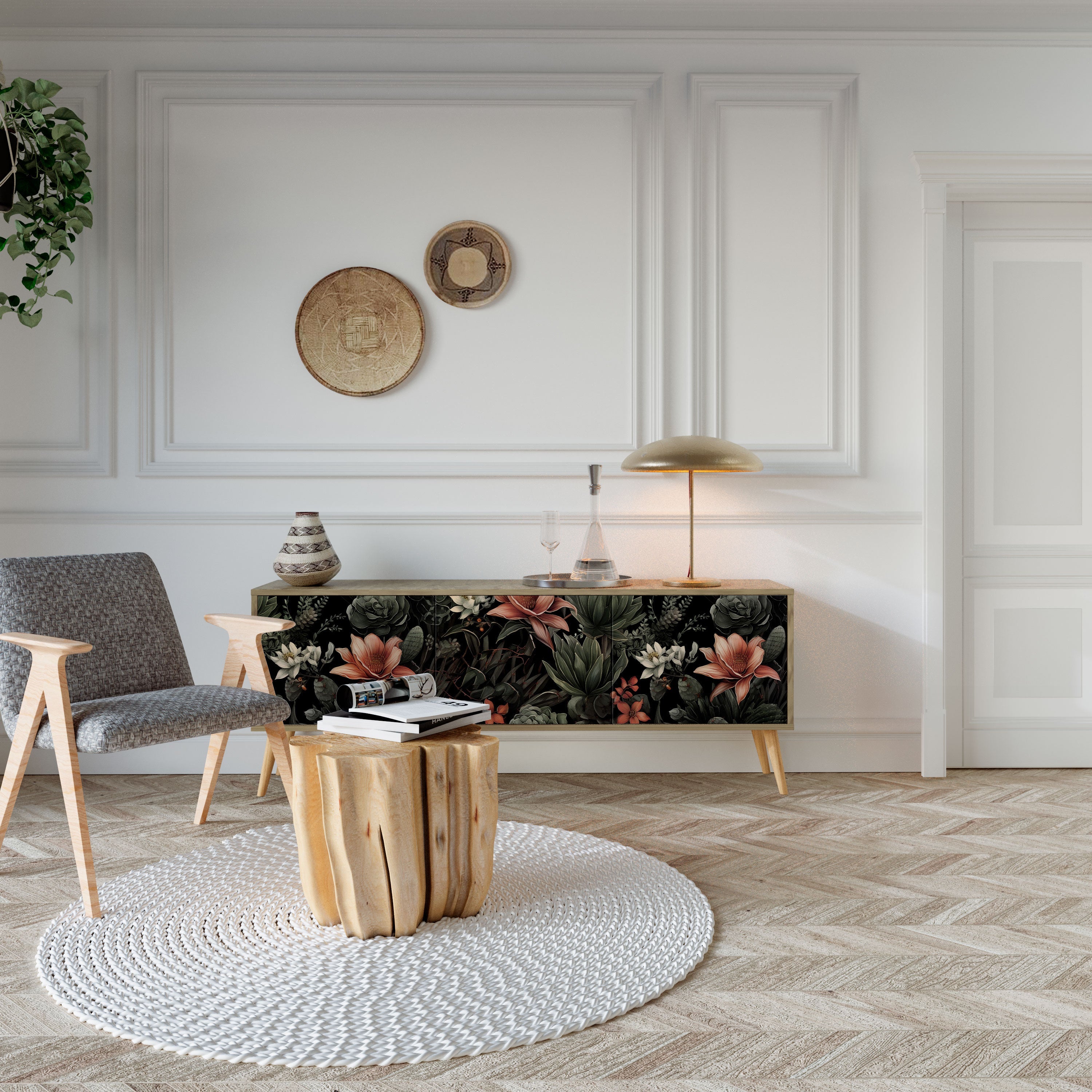 SECRET VERDURE Móvel de TV com 3 Portas em Efeito Carvalho