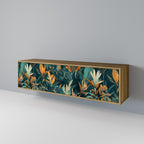 FLORAL SERENITY Móvel de TV com 3 Portas em Efeito Carvalho