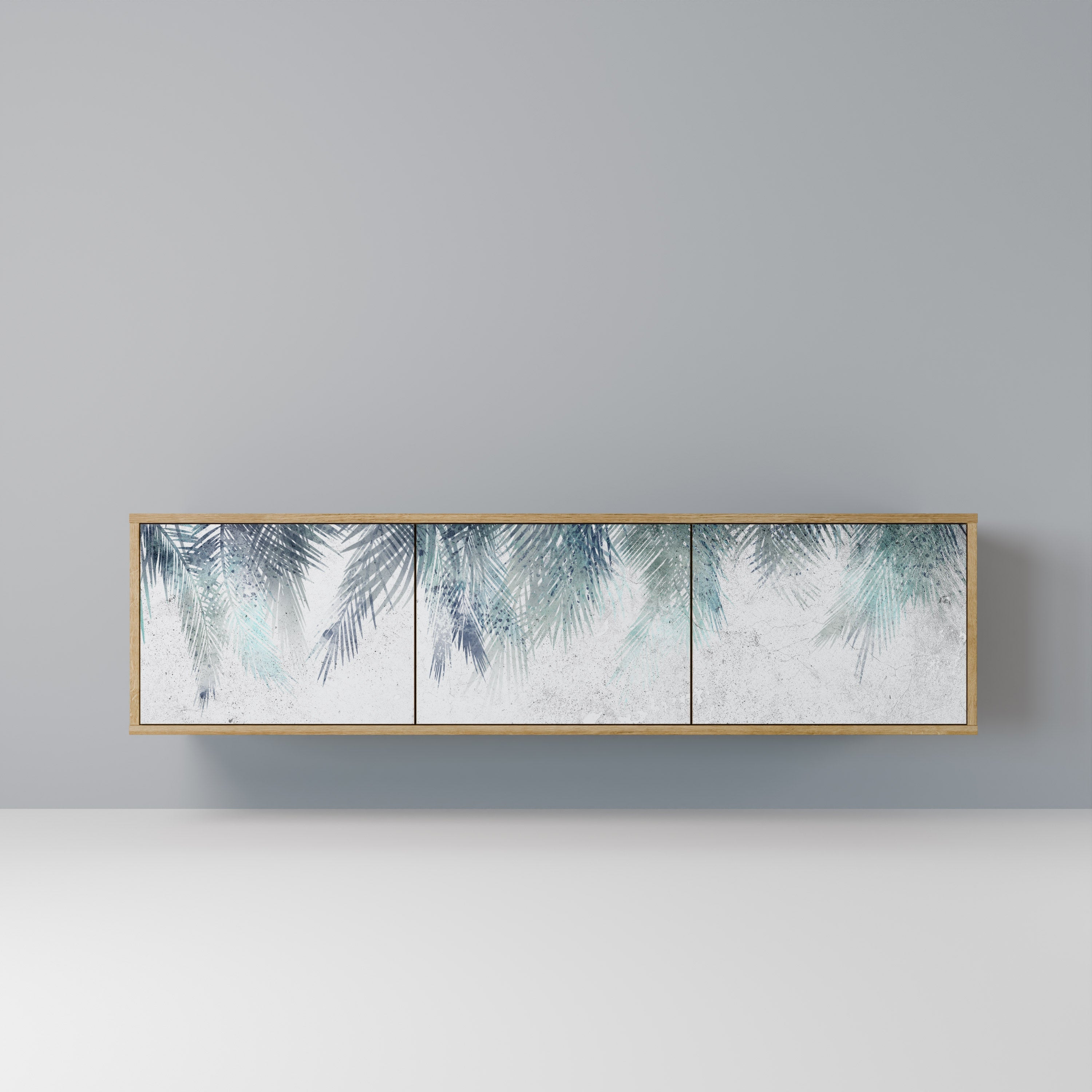 PALM VEIL Móvel de TV com 3 Portas em Efeito Carvalho