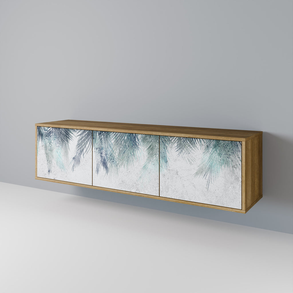 PALM VEIL Móvel de TV com 3 Portas em Efeito Carvalho