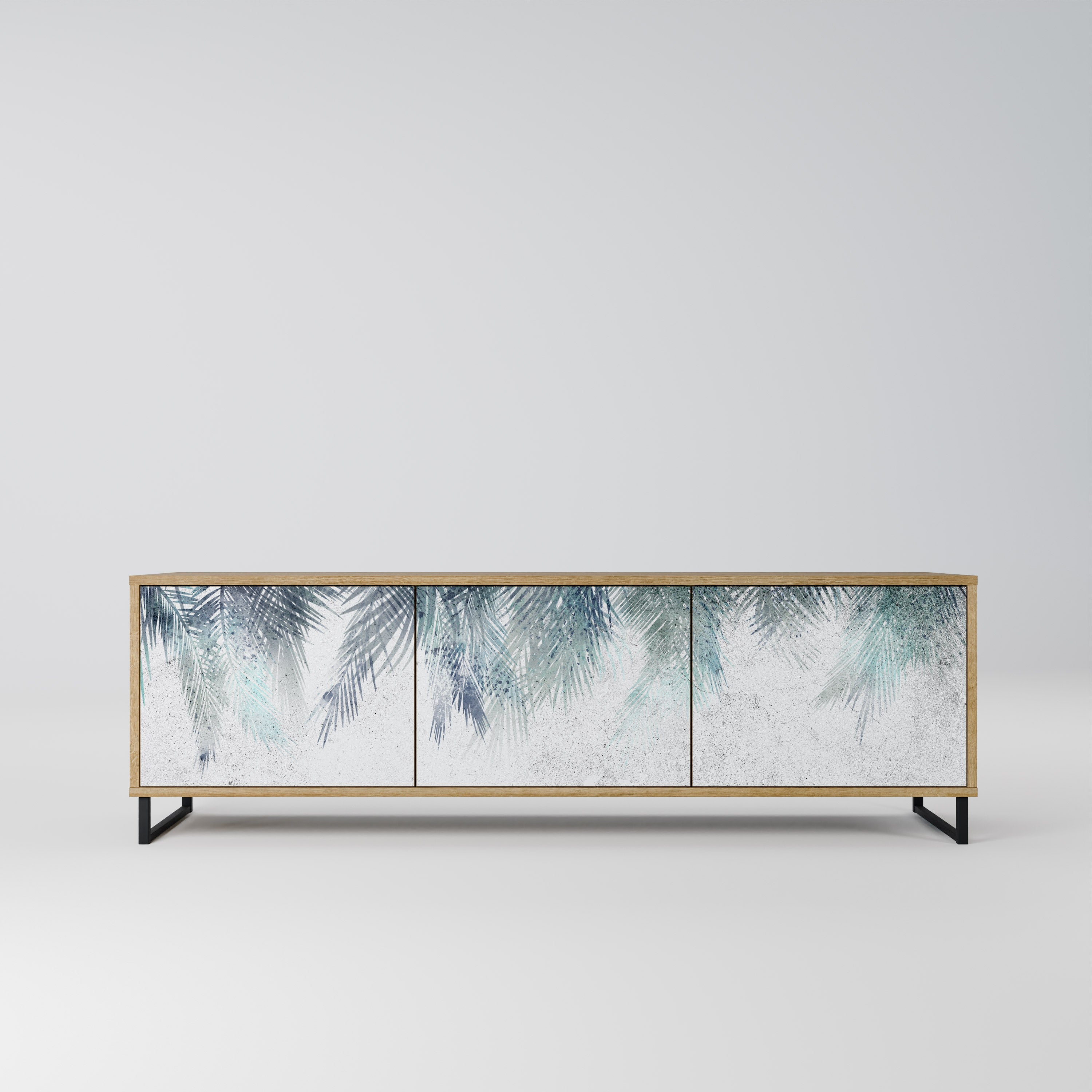 PALM VEIL Móvel de TV com 3 Portas em Efeito Carvalho