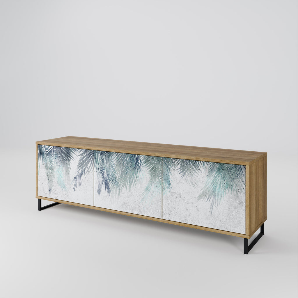 PALM VEIL Móvel de TV com 3 Portas em Efeito Carvalho