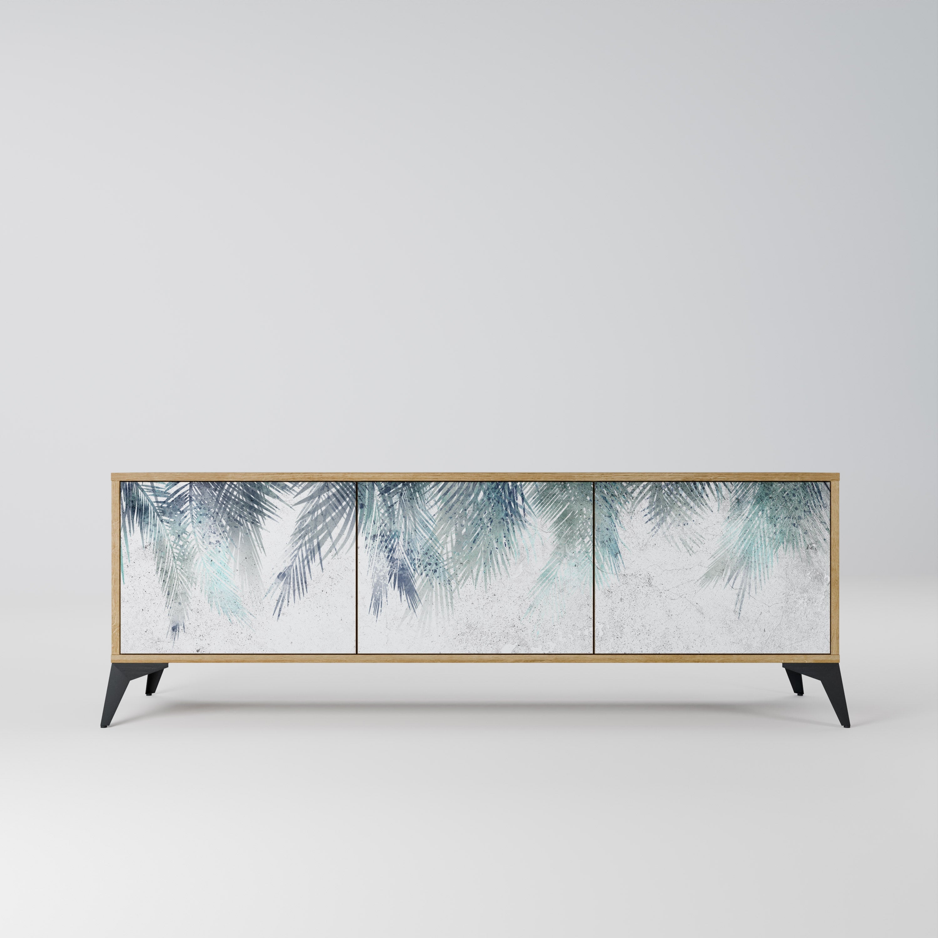 PALM VEIL Móvel de TV com 3 Portas em Efeito Carvalho