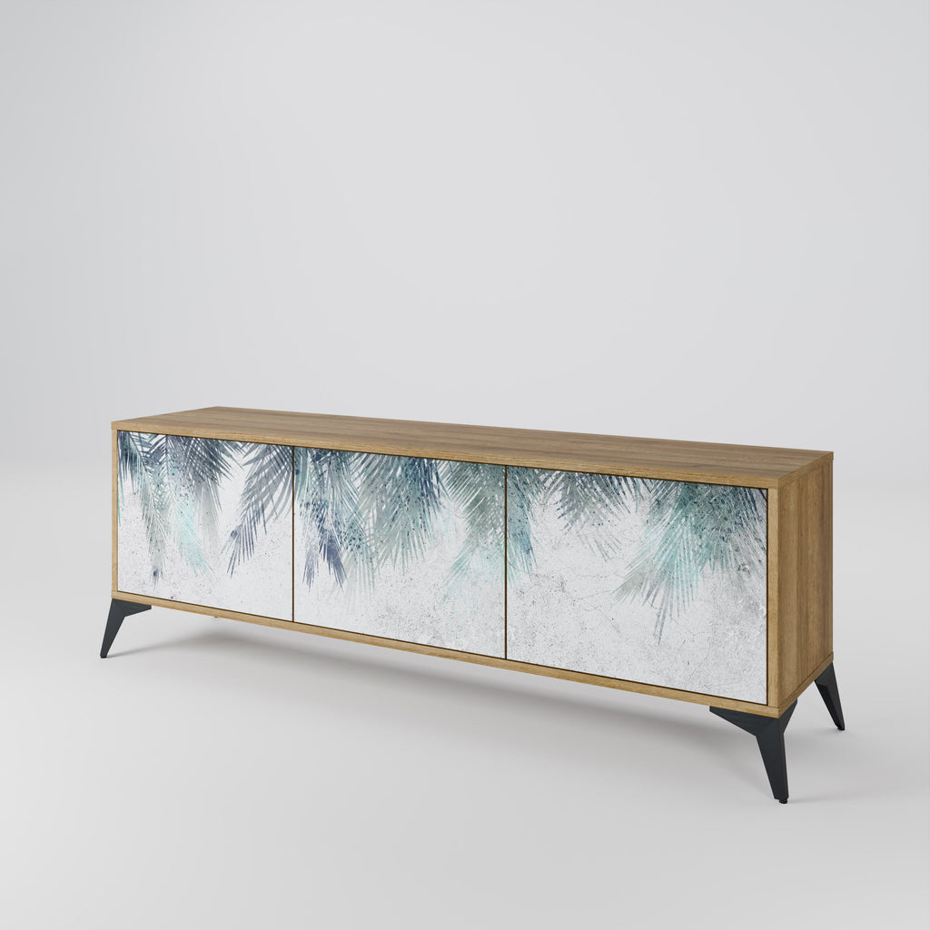 PALM VEIL Móvel de TV com 3 Portas em Efeito Carvalho