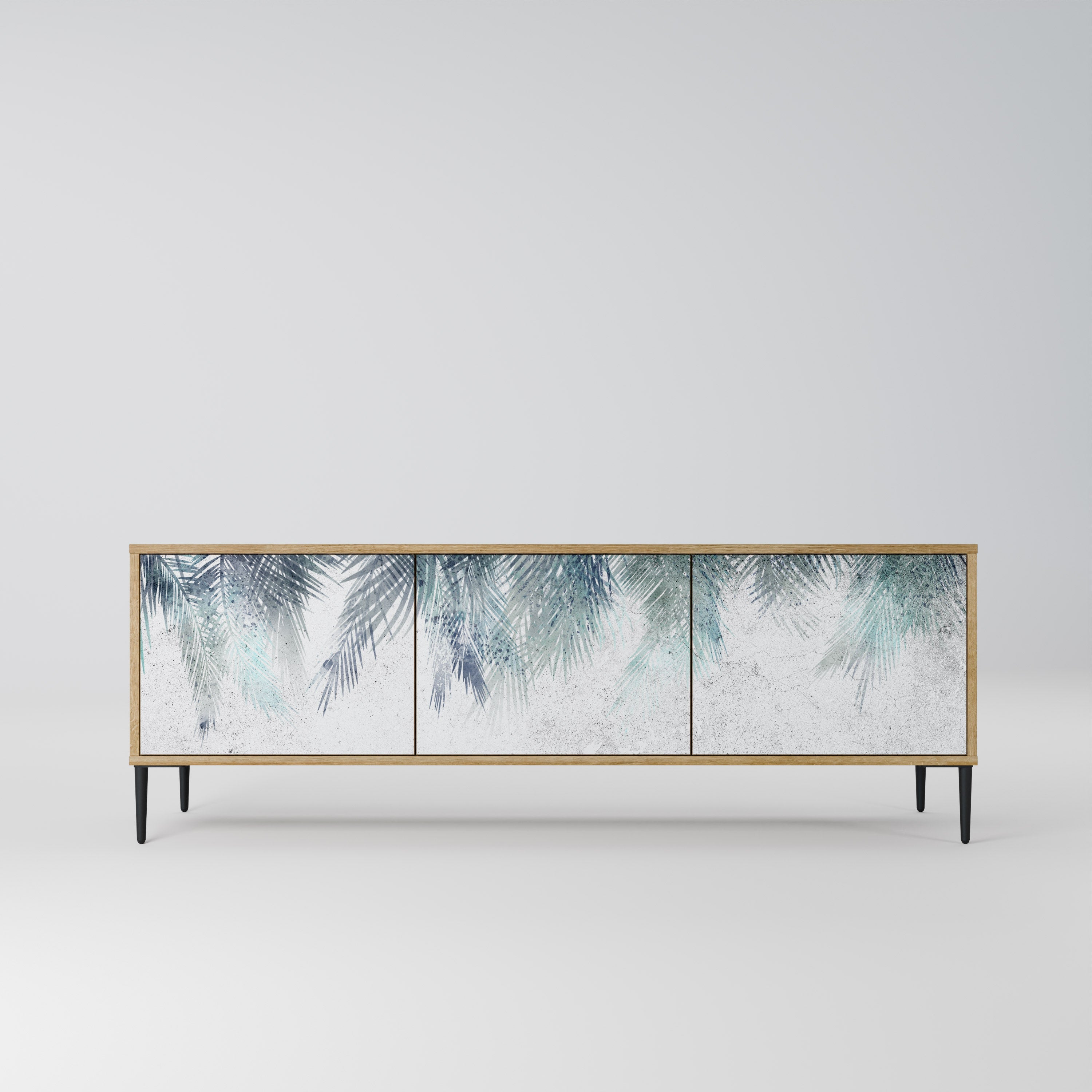 PALM VEIL Móvel de TV com 3 Portas em Efeito Carvalho