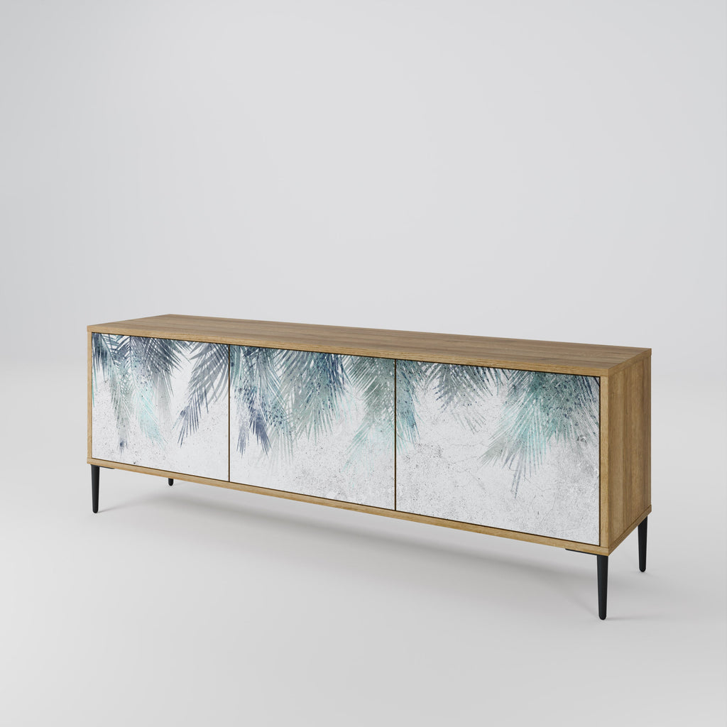 PALM VEIL Móvel de TV com 3 Portas em Efeito Carvalho