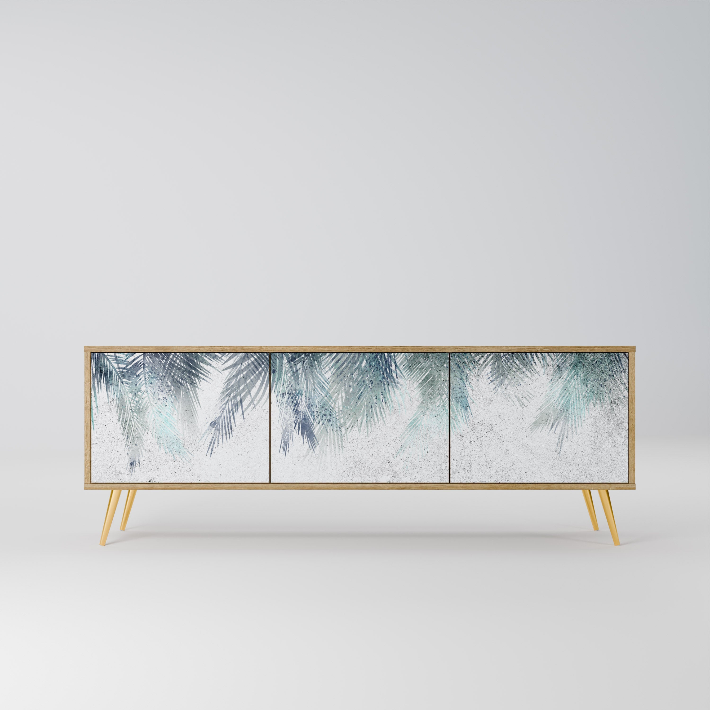 PALM VEIL Móvel de TV com 3 Portas em Efeito Carvalho