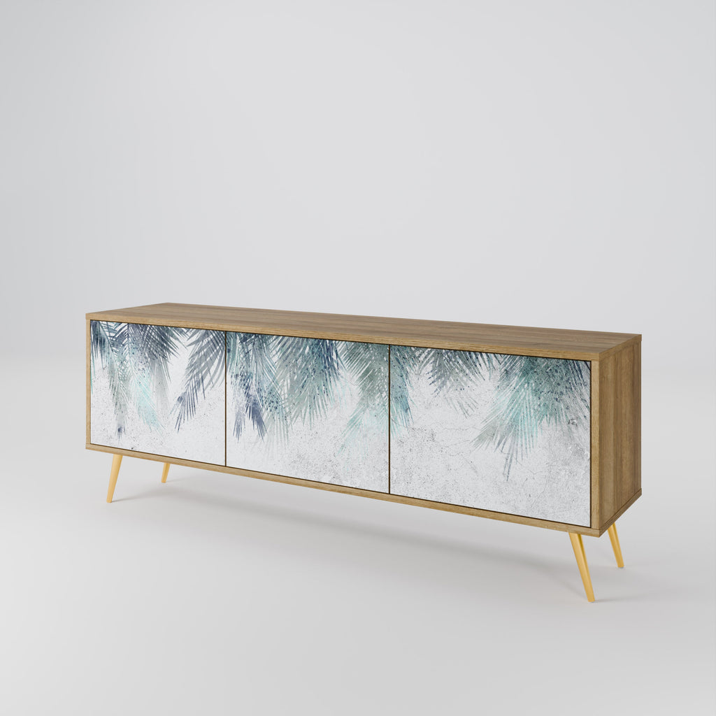 PALM VEIL Móvel de TV com 3 Portas em Efeito Carvalho