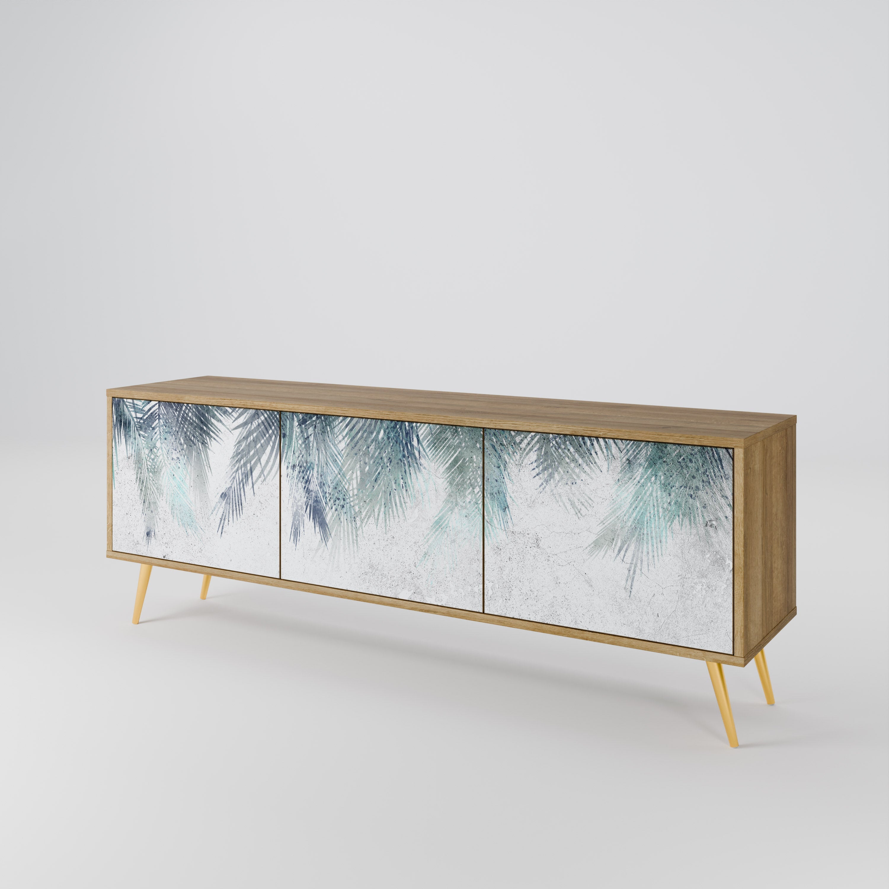 PALM VEIL Móvel de TV com 3 Portas em Efeito Carvalho