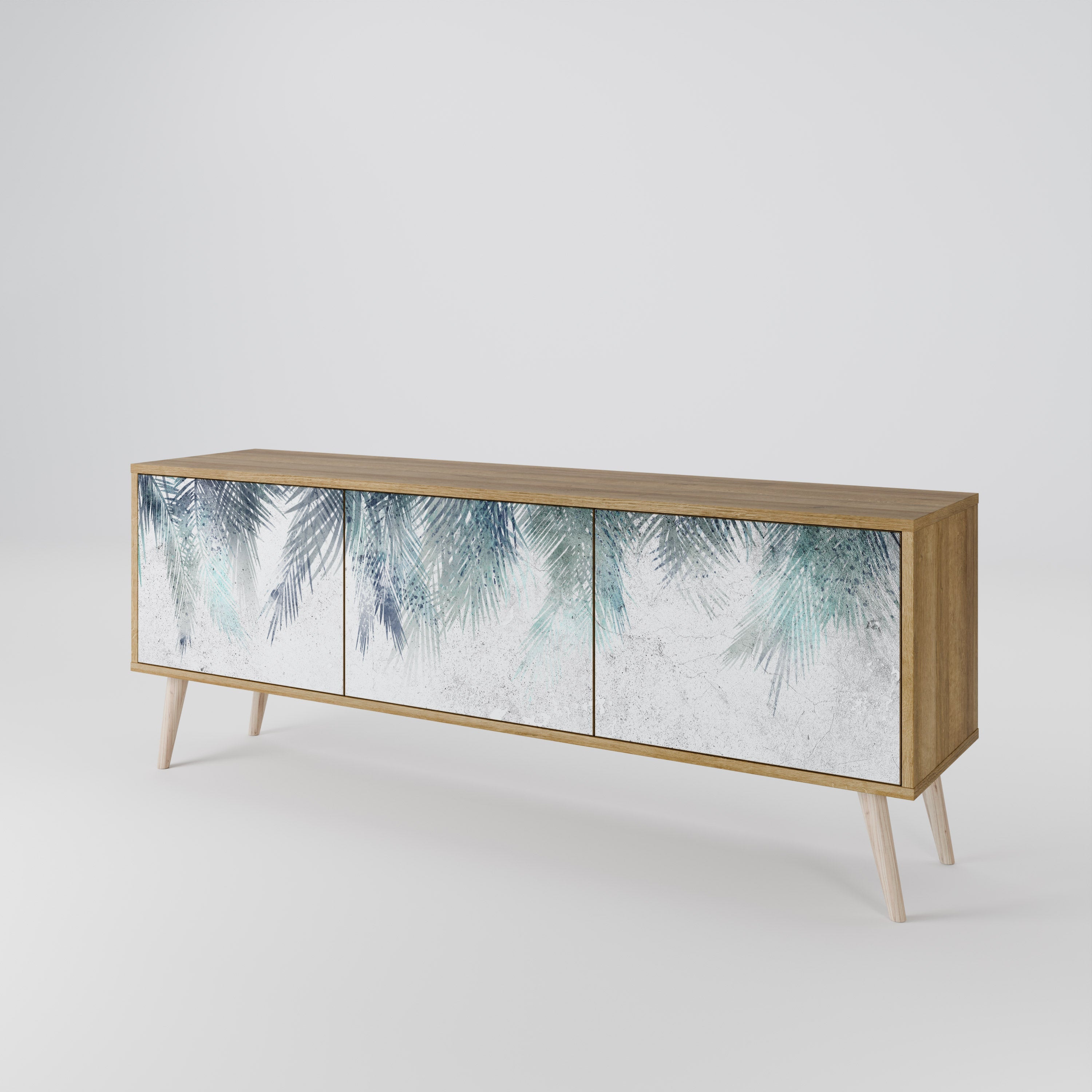 PALM VEIL Móvel de TV com 3 Portas em Efeito Carvalho