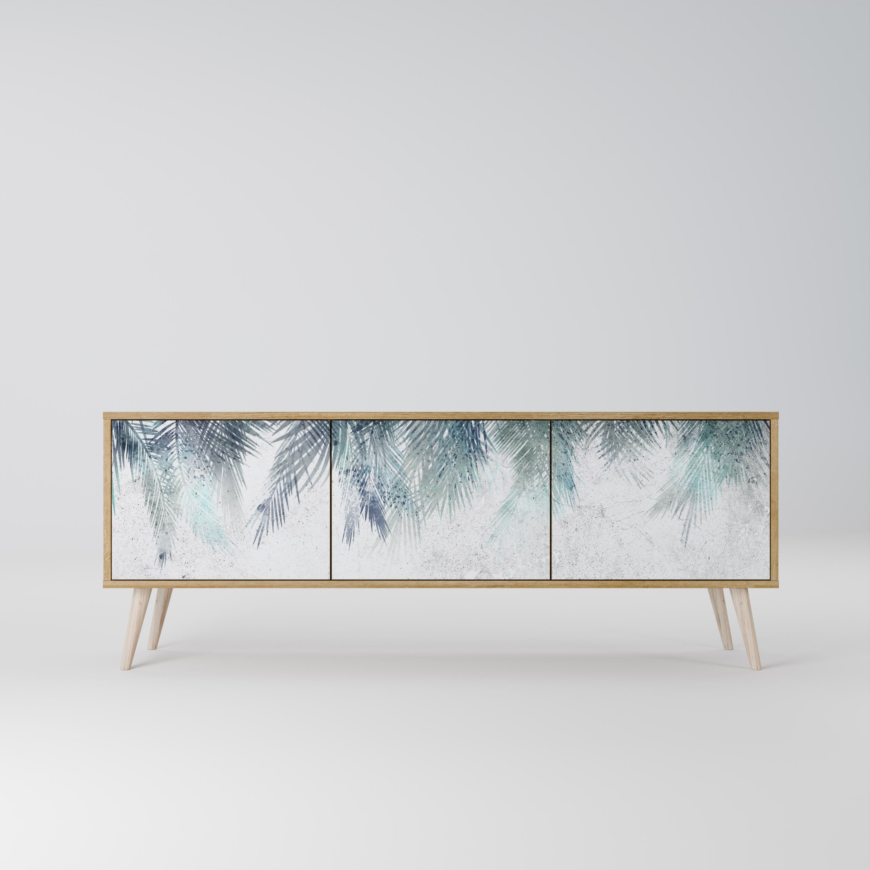 PALM VEIL Móvel de TV com 3 Portas em Efeito Carvalho