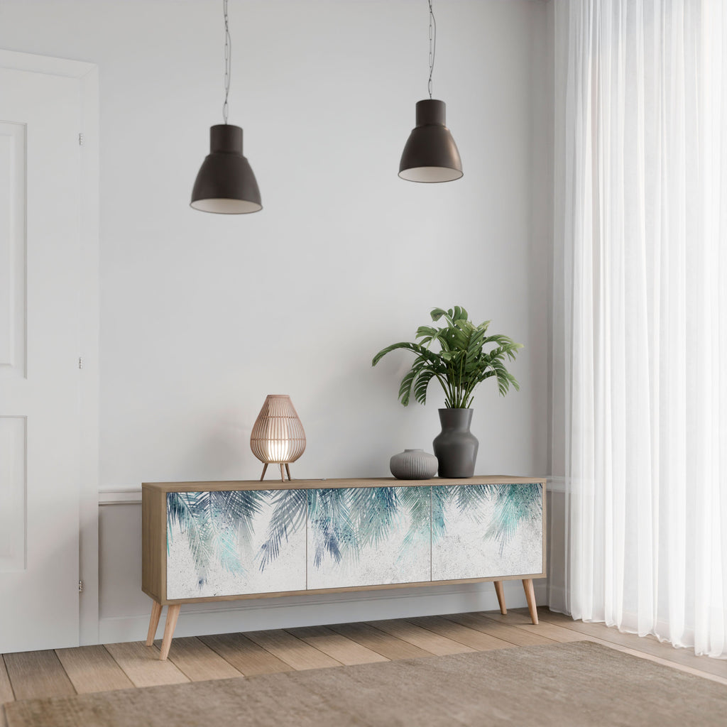 PALM VEIL Móvel de TV com 3 Portas em Efeito Carvalho